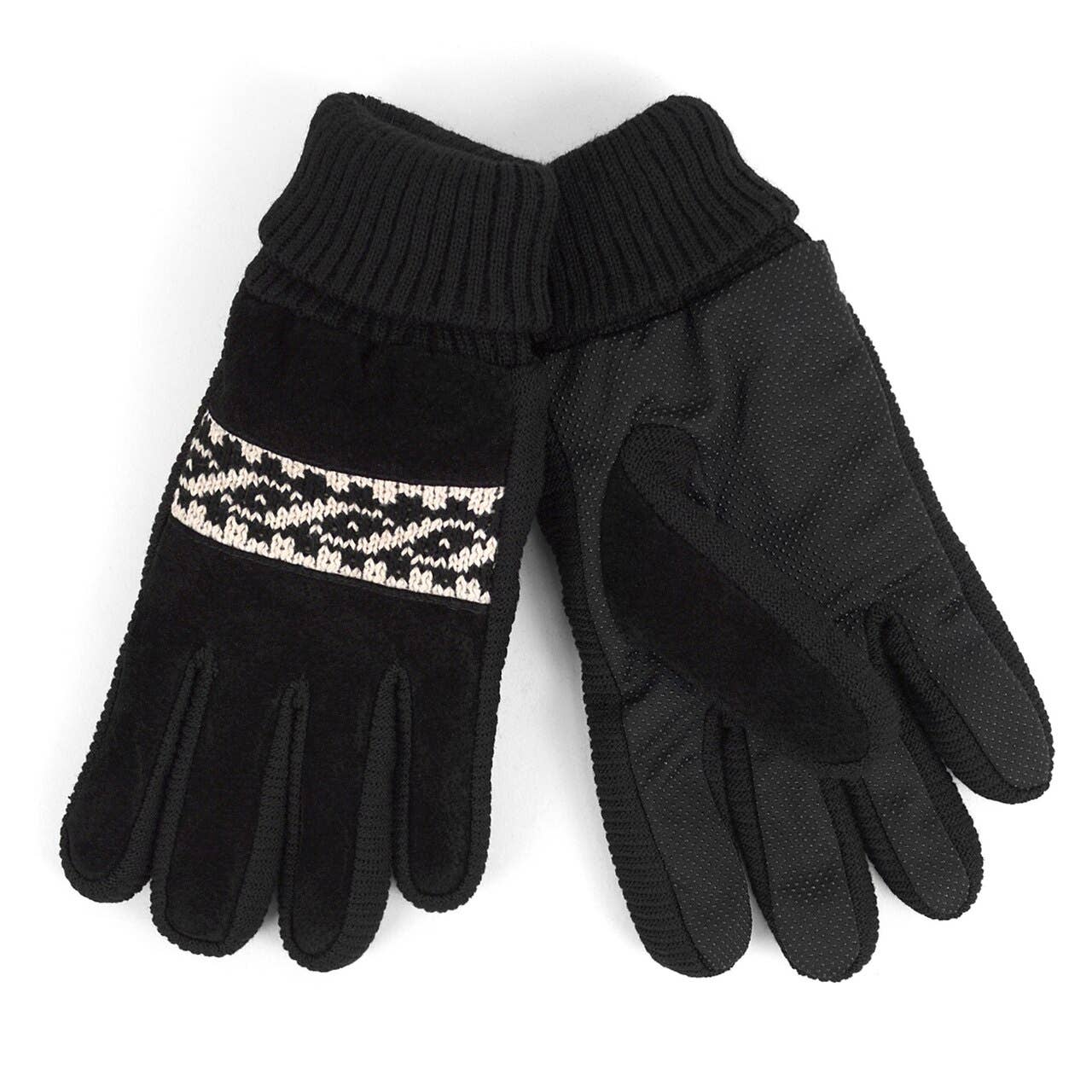 Men's Genuine Leather Non Slip Grip Winter Gloves: Black / L/XL