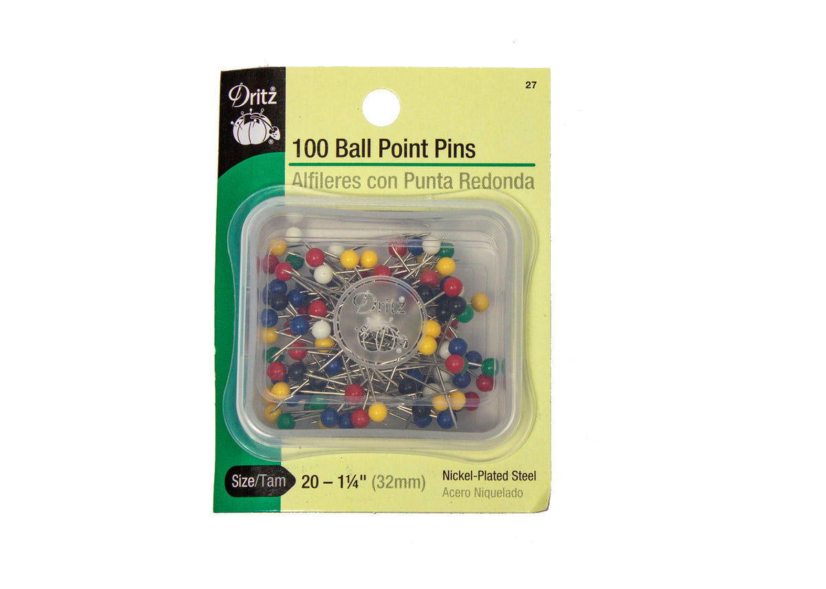 Dritz Ball Point Pins Size 20 - 1 1/4" - 100 Pieces - Humboldt Haberdashery