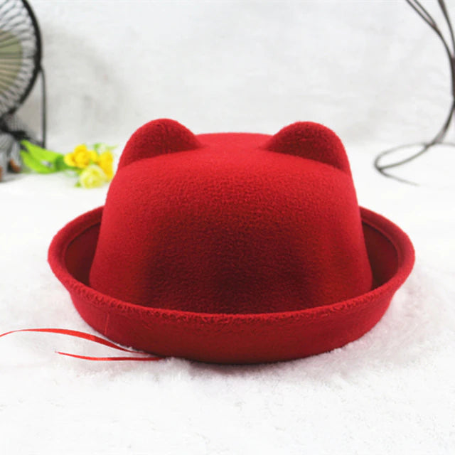 Youth Bowler Hat with Cat Ears