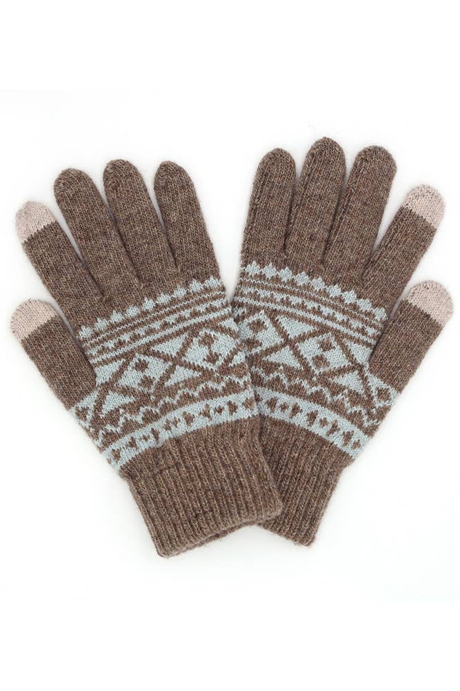 Knit Aztec Pattern Gloves