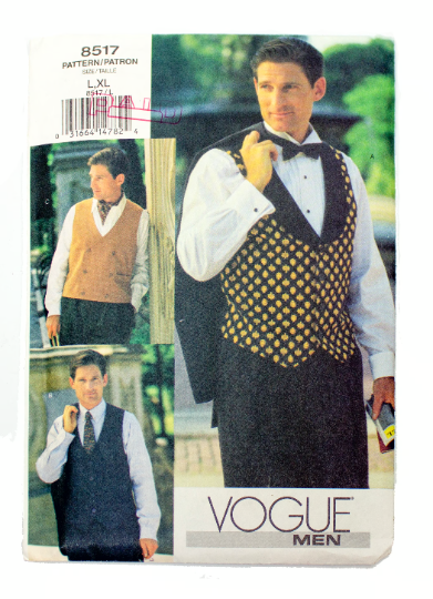 Vogue 8517 Men's Lined Vest Uncut - Size L, X