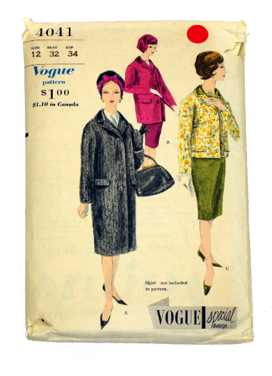 Vogue 4041  Women's Coat - Size 12 Bust 32 Hip 34