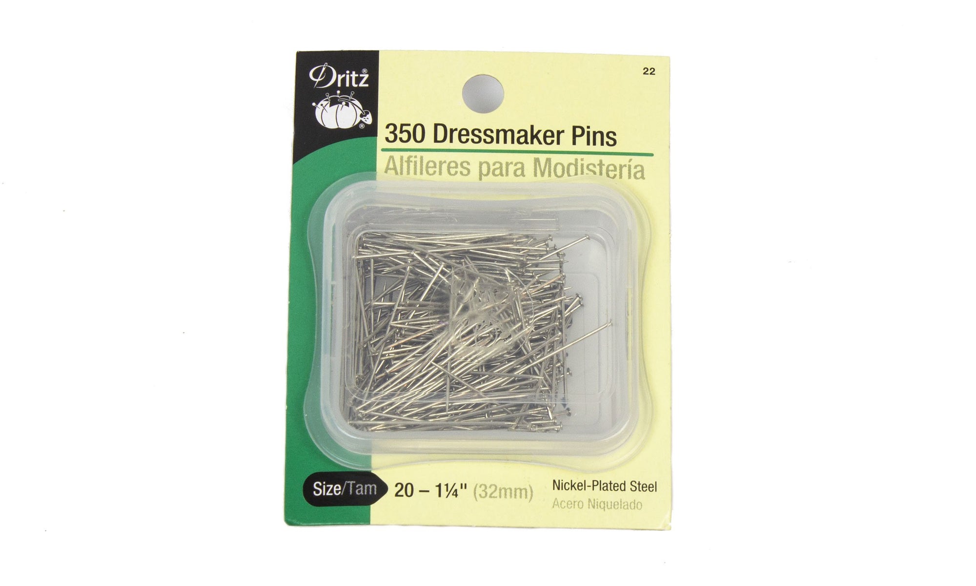 Dritz Dressmaker Pins Size 20 Nickle Plated Steel - 1 1/4" - 350 Ct - Humboldt Haberdashery