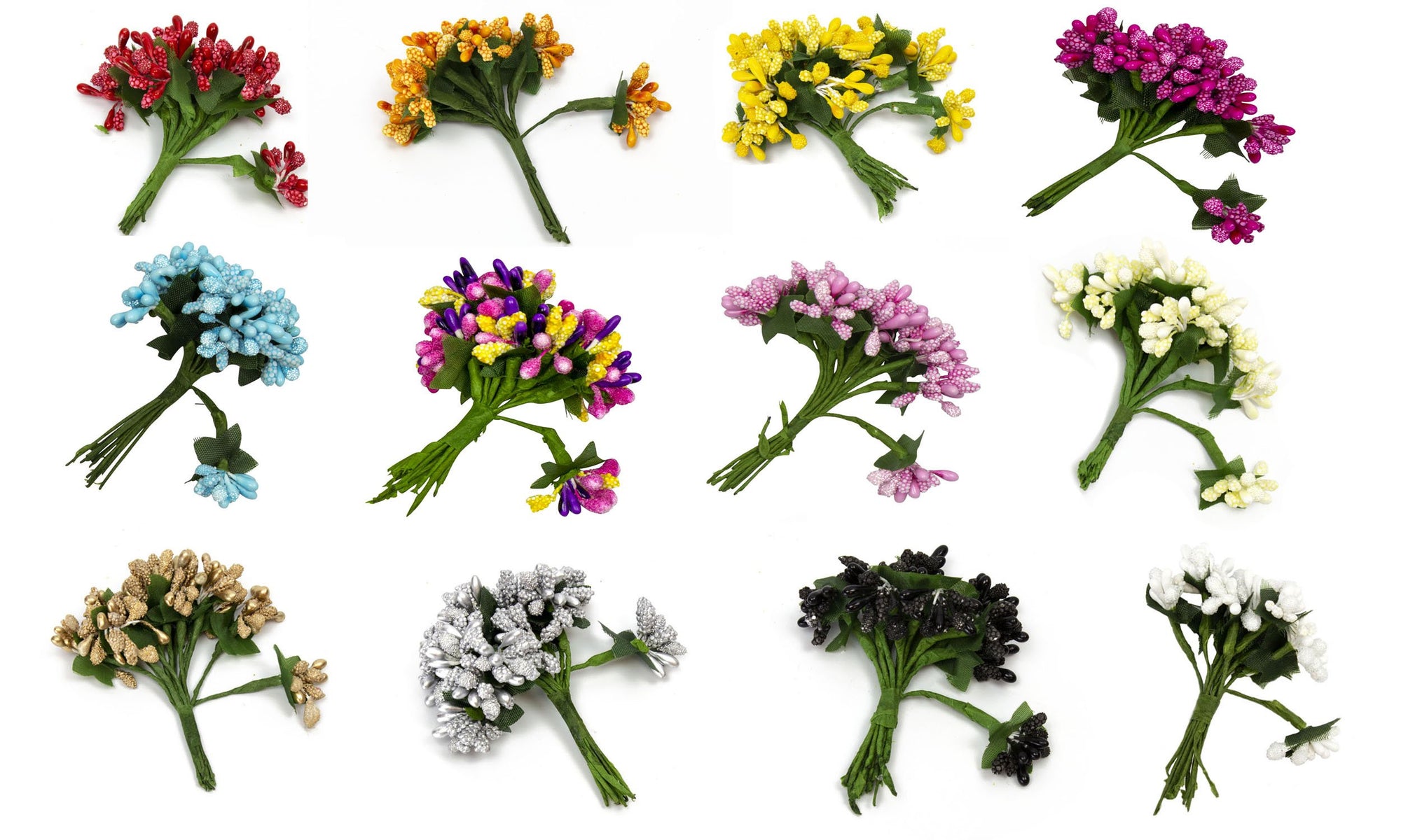 Flower Stamens for Artificial Flower Making Textured Mix - 12 Pieces - Humboldt Haberdashery