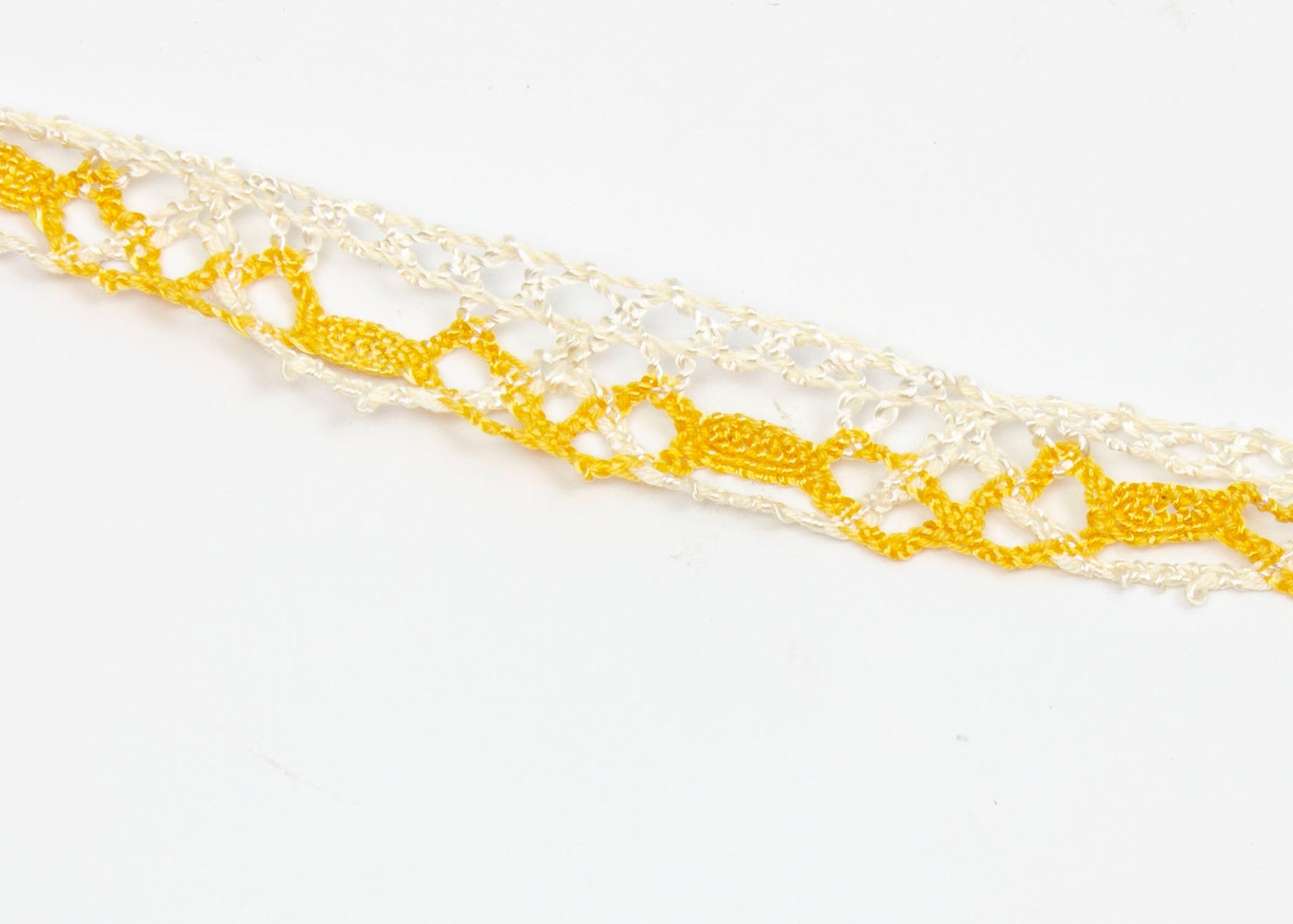 Vintage Lace 1960's Cotton Crochet Yellow and White Trim, 24mm Sold by the Yard