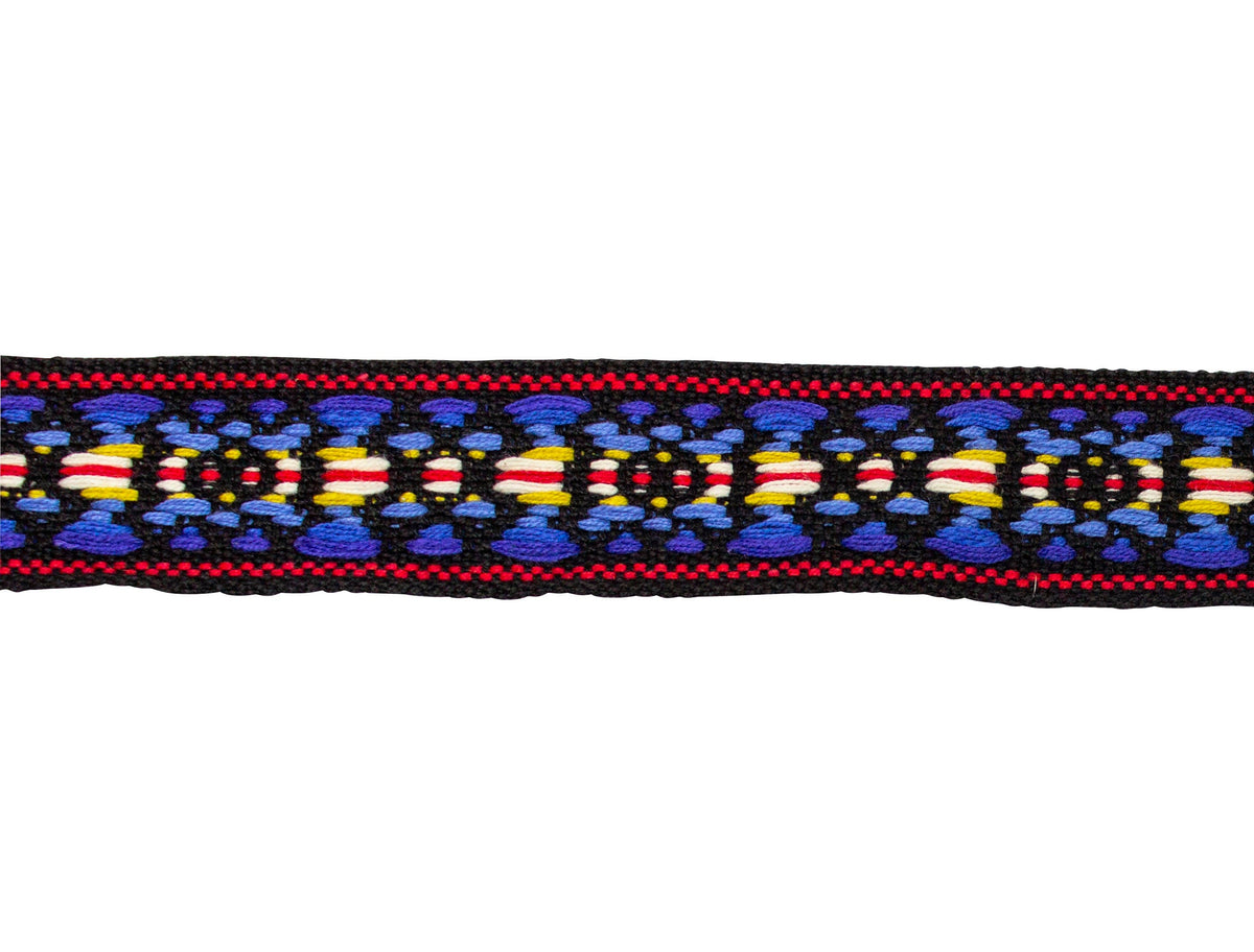 Vintage Ribbon Trim Black with Primary Colors Woven Band Trim 1 1/8" - Sold by the Yard - Humboldt Haberdashery