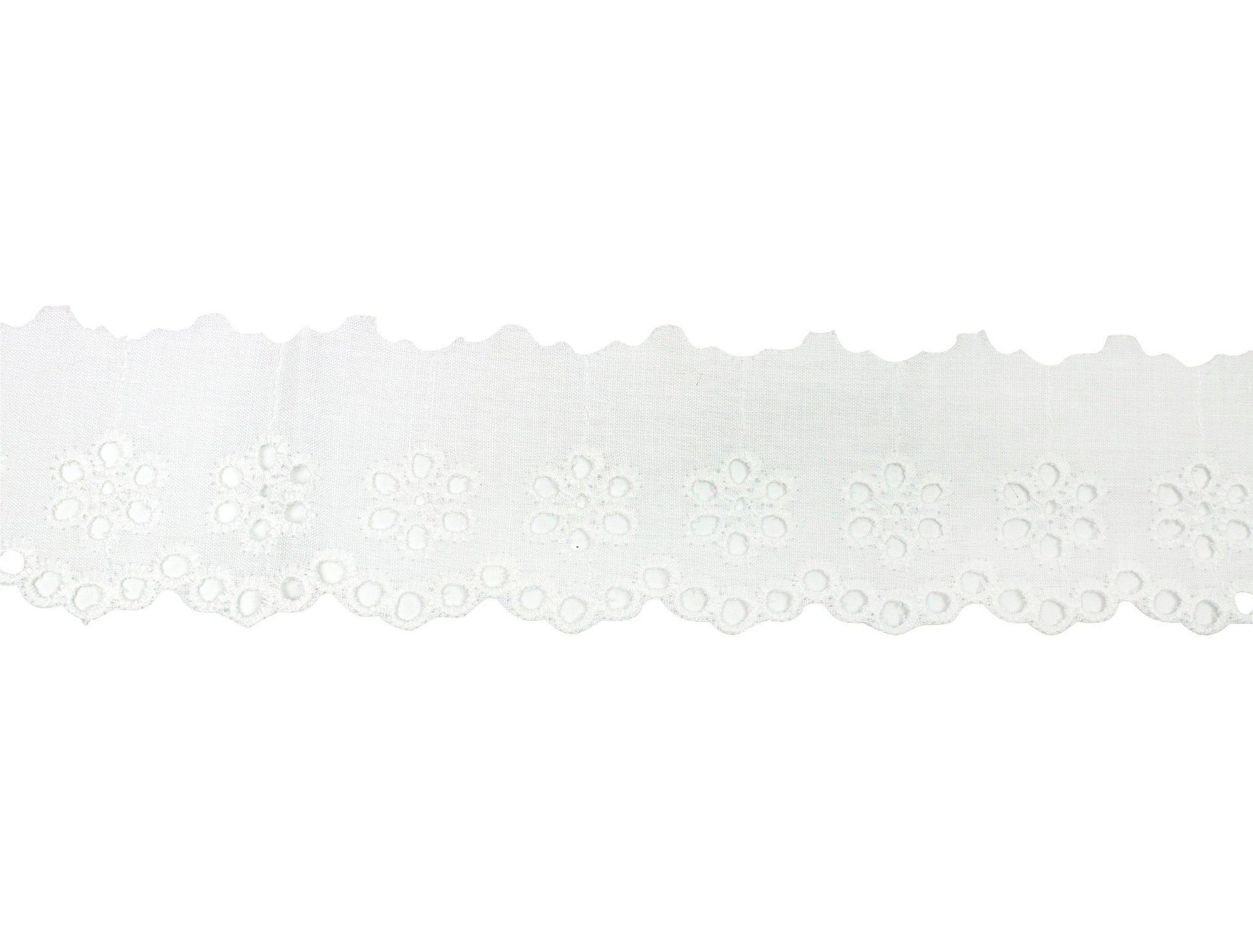 Vintage Lace Trim White Scalloped Floral Eyelet 3" - Sold by the Yard - Humboldt Haberdashery
