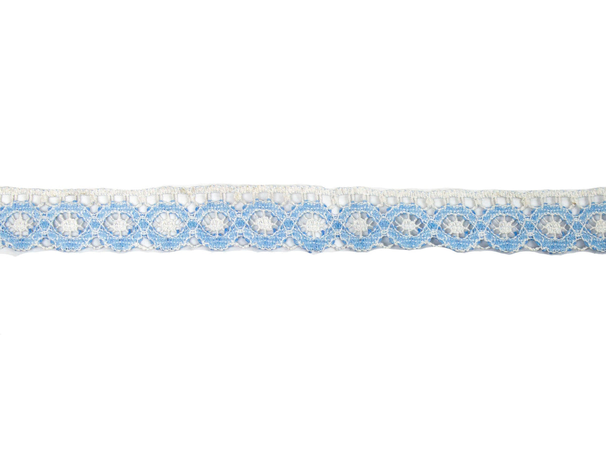 Vintage Lace Trim Light Blue and White 3/4" Wide - One Piece 4 Yards Long - Humboldt Haberdashery