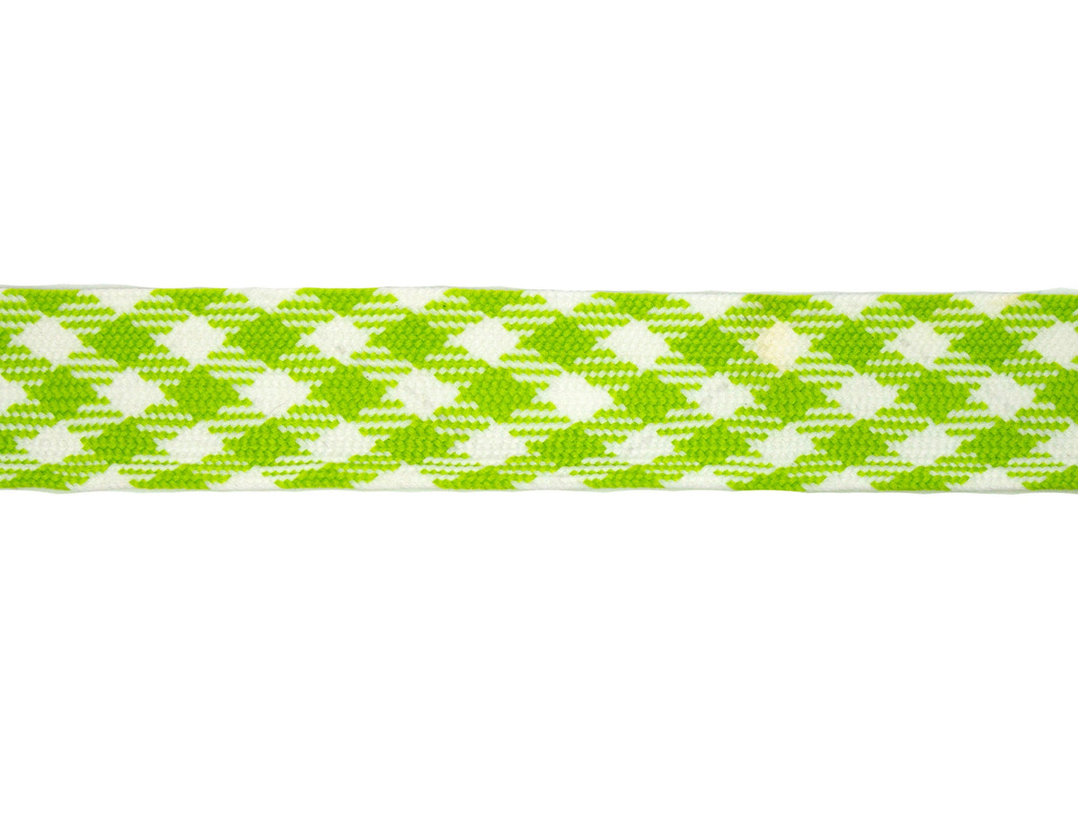 Vintage Trim Light Green and White Diamond Check Pattern 1 1/4" Wide - One Piece 2 Yards 22 Inches Long - Humboldt Haberdashery