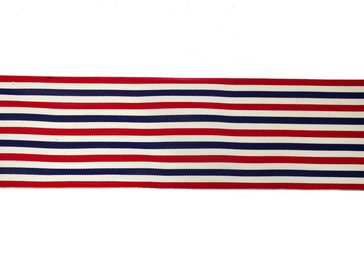 Vintage Ribbon Trim Red, White, Blue Stripe 3" Wide - Sold by the Yard - Humboldt Haberdashery