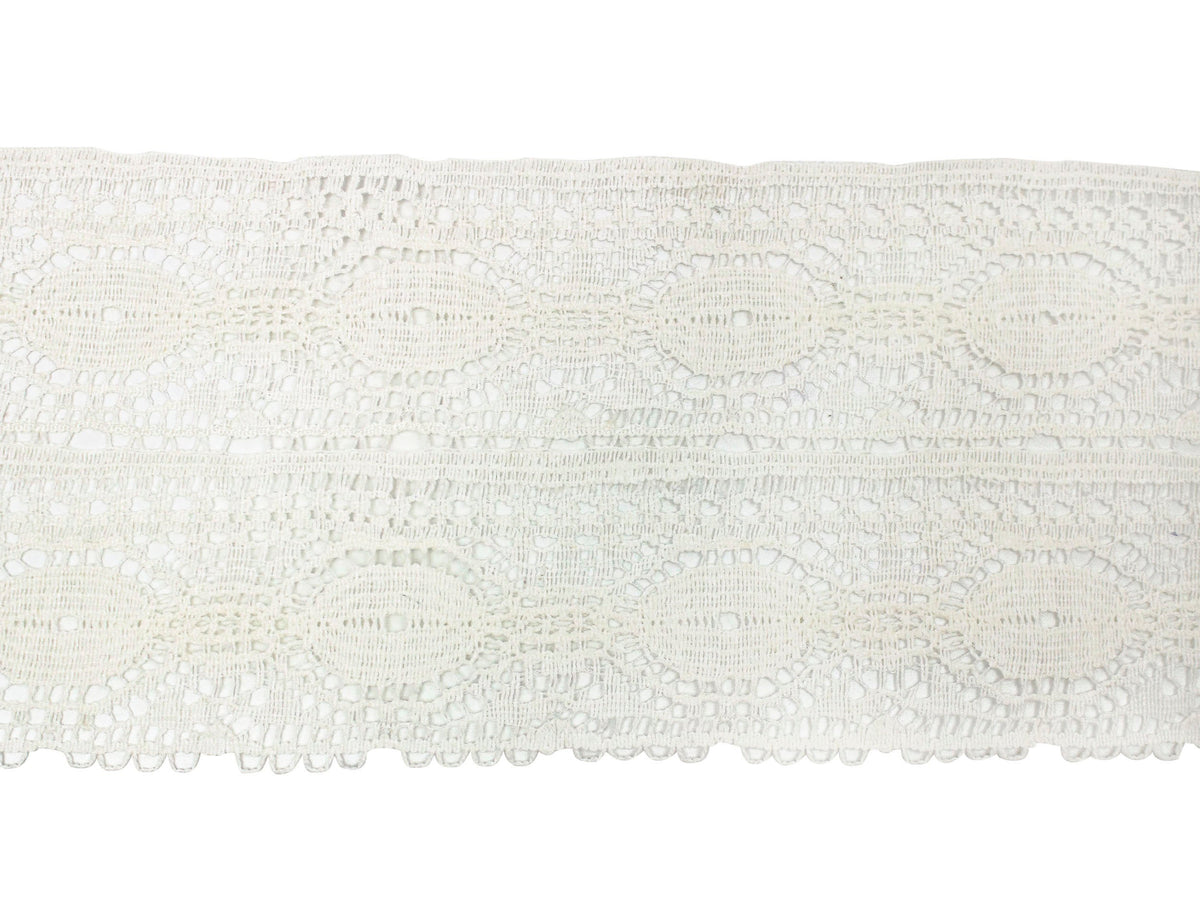 Vintage Lace Trim Ivory Lace Double Wide Pattern 4" - Sold by the Yard - Humboldt Haberdashery