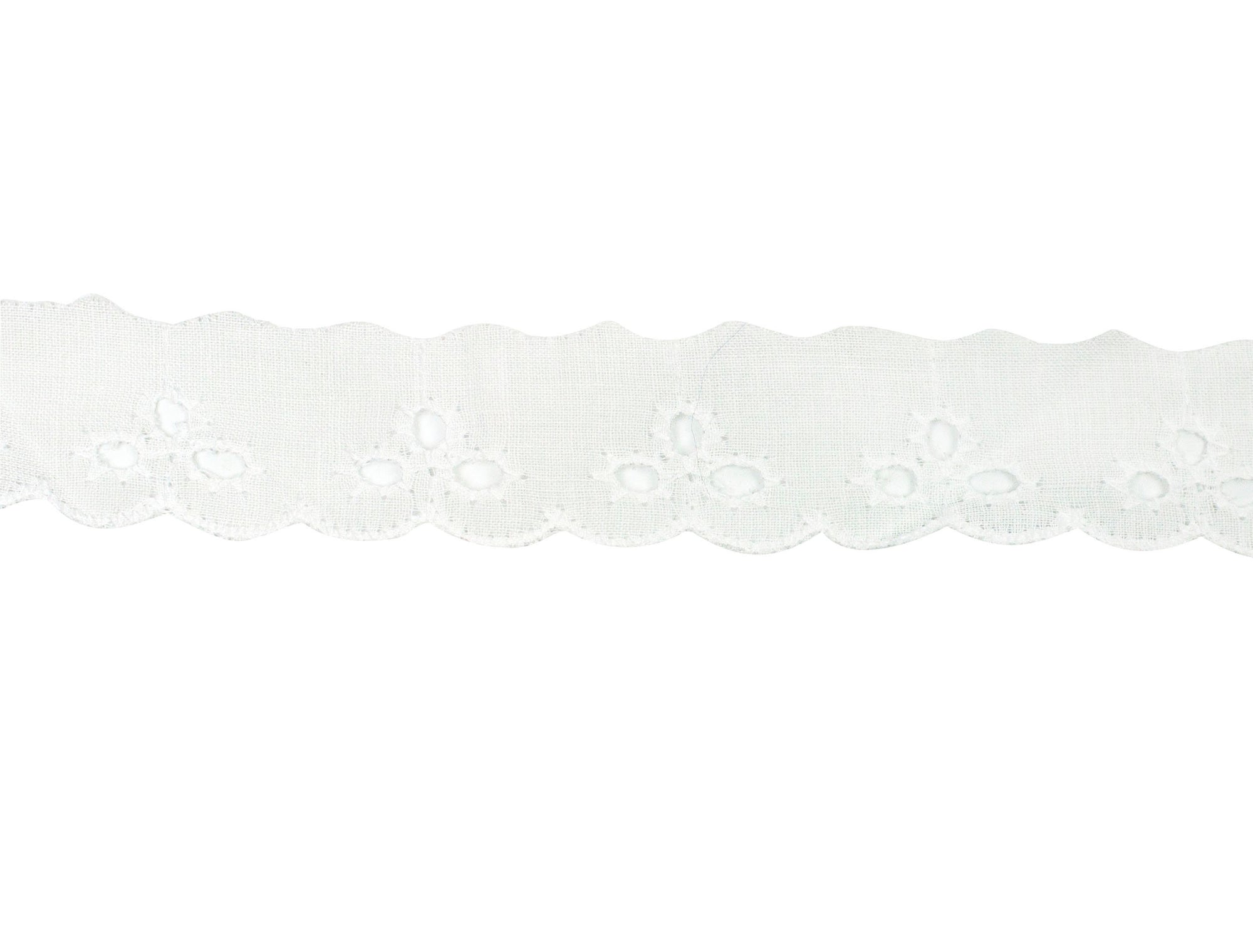 Vintage Trim White Scalloped Eyelet Lace 1" - Sold by the Yard