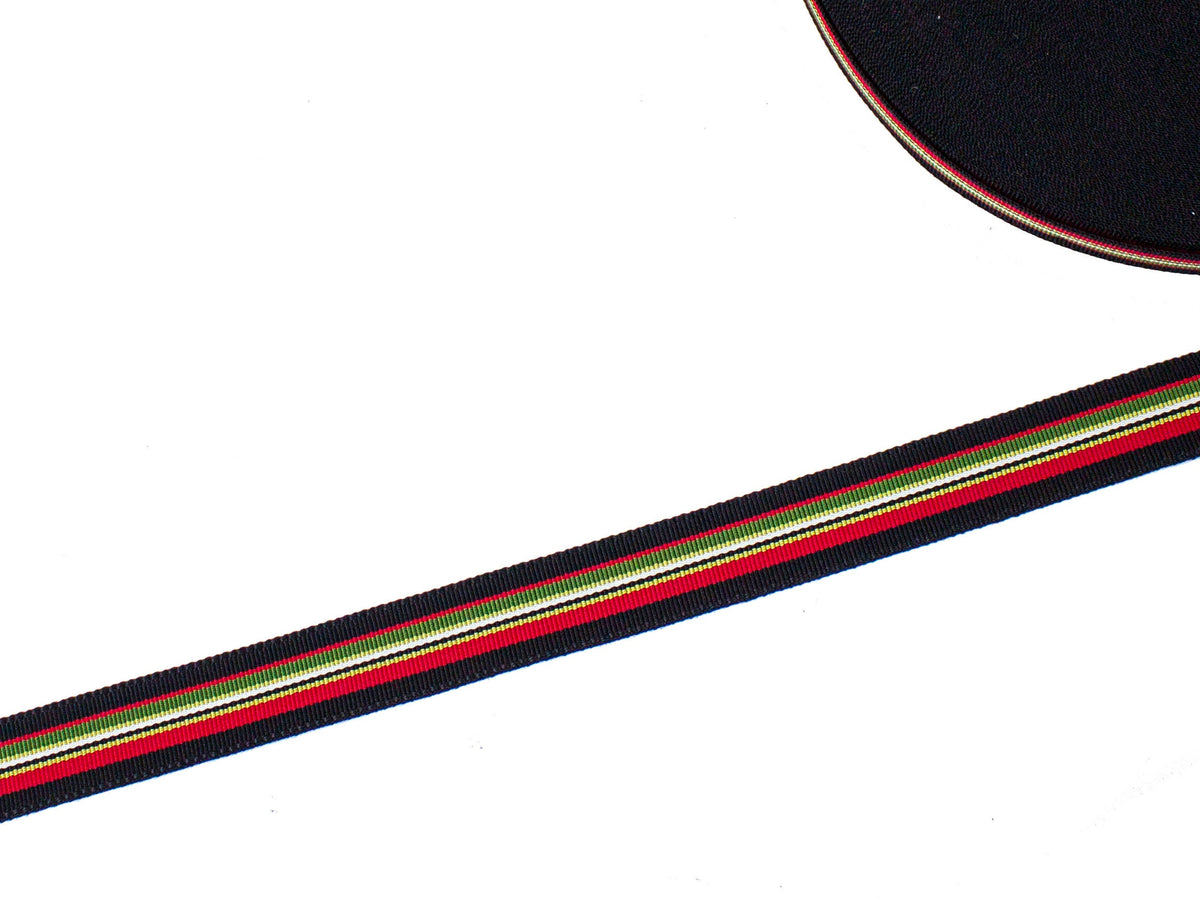 Vintage Ribbon Grosgrain Acetate 18 mm Wide - Black Stripe - Sold by the Yard - Humboldt Haberdashery