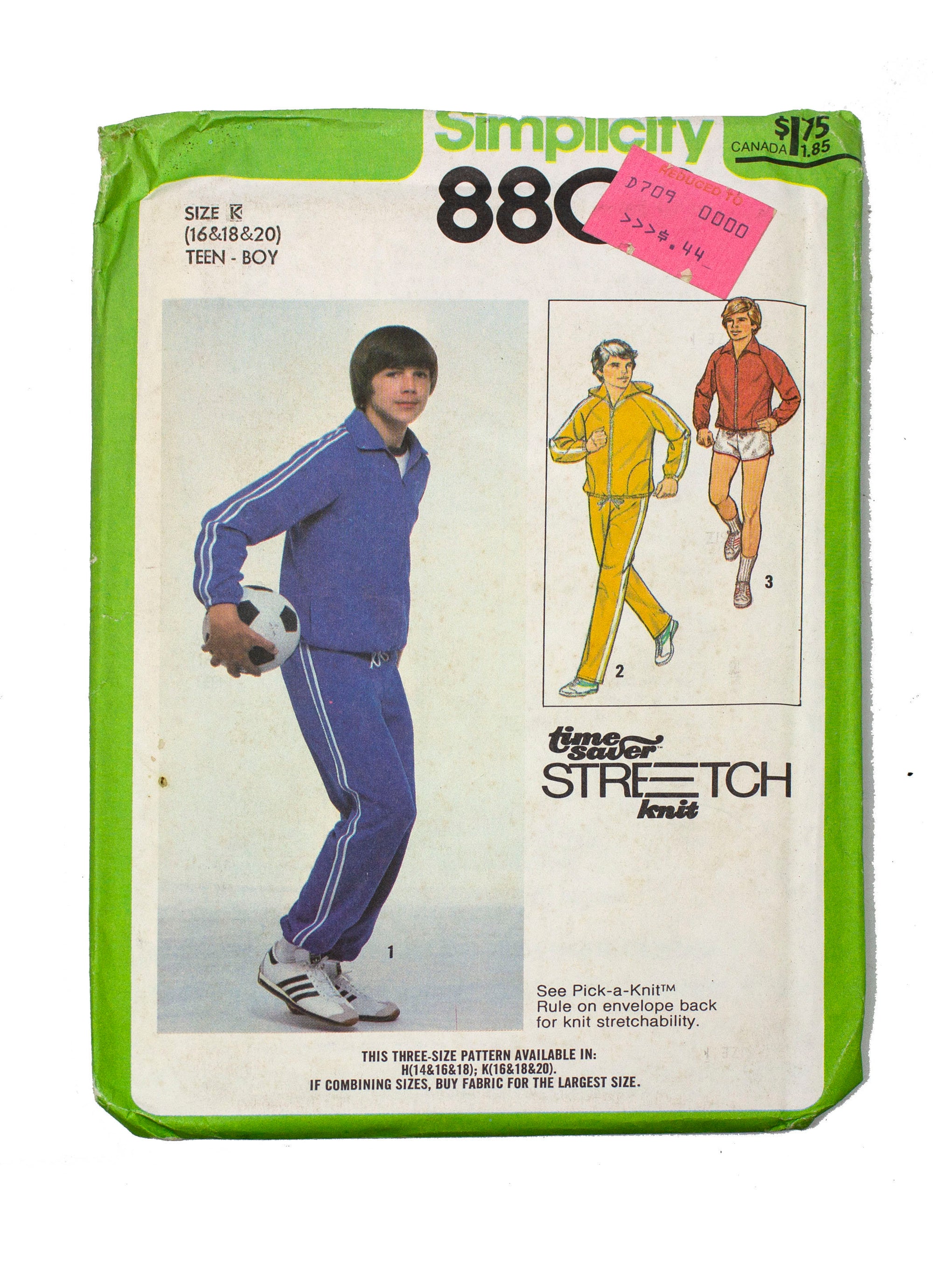 Simplicity 8808 Teen Boys Sweat Suit/Jogging Suit Uncut - Sizes 16 - 20
