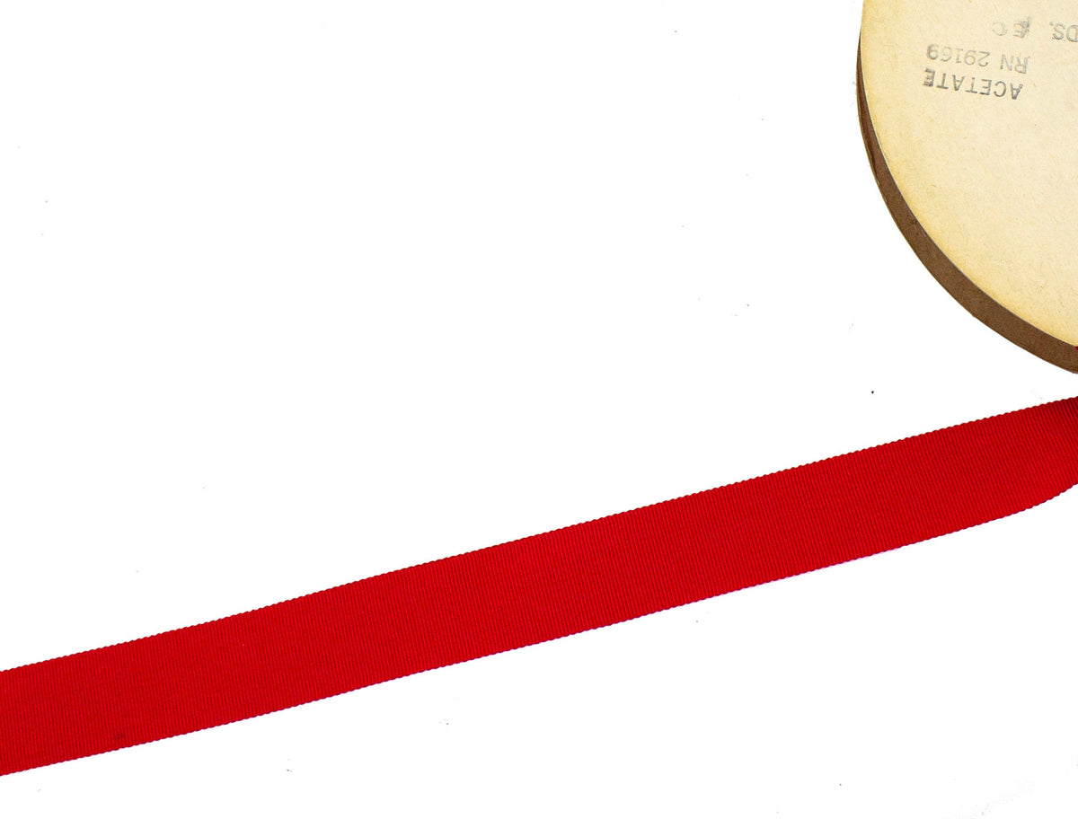 Vintage Ribbon Petersham Acetate 25 mm Wide - Red - Sold by the Yard - Humboldt Haberdashery