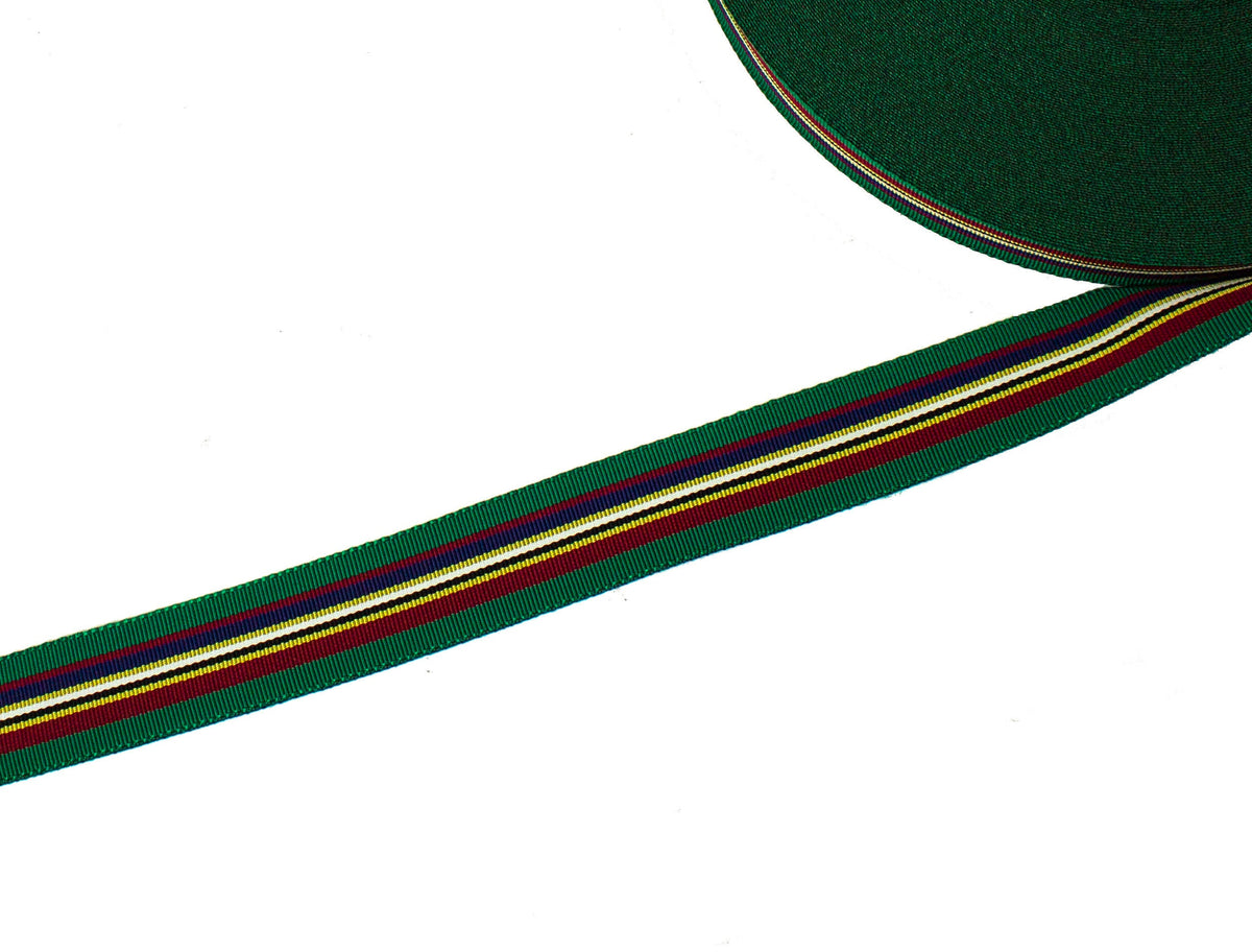 Vintage Ribbon Grosgrain Acetate 23 mm Wide - Green Stripe - Sold by the Yard - Humboldt Haberdashery