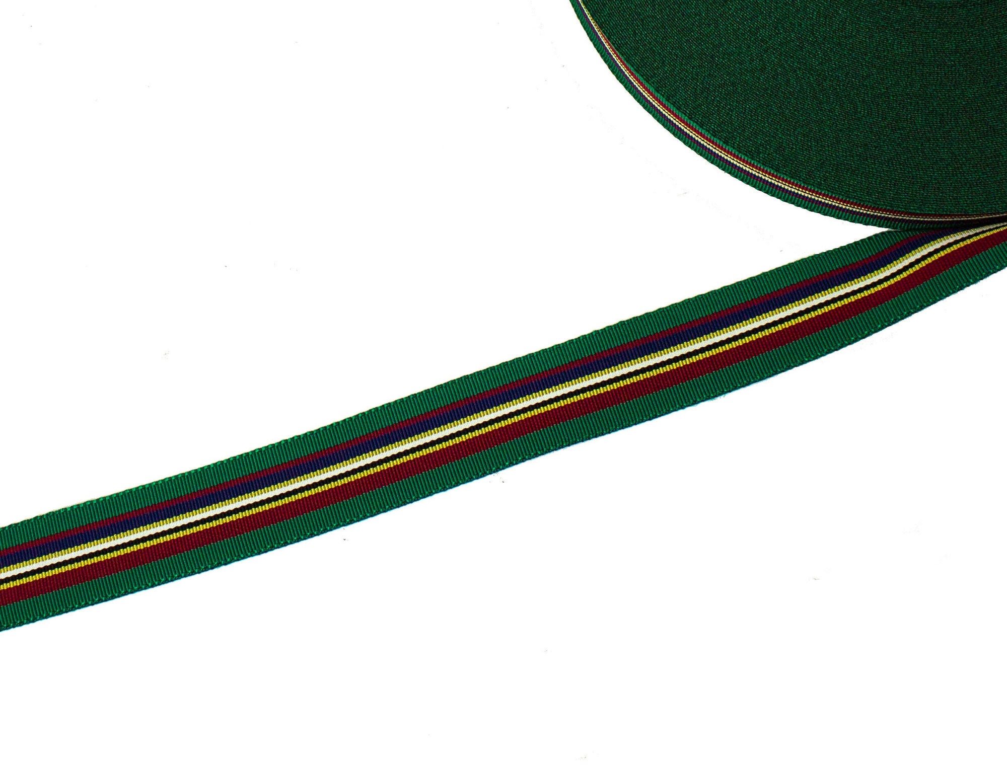 Vintage Ribbon Grosgrain Acetate 23 mm Wide - Green Stripe - Sold by the Yard - Humboldt Haberdashery
