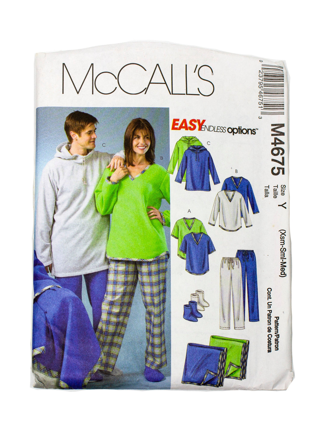McCall's 4675 Adults & Teens Tops, Pants, Socks, Blanket Uncut - Sizes XS - M
