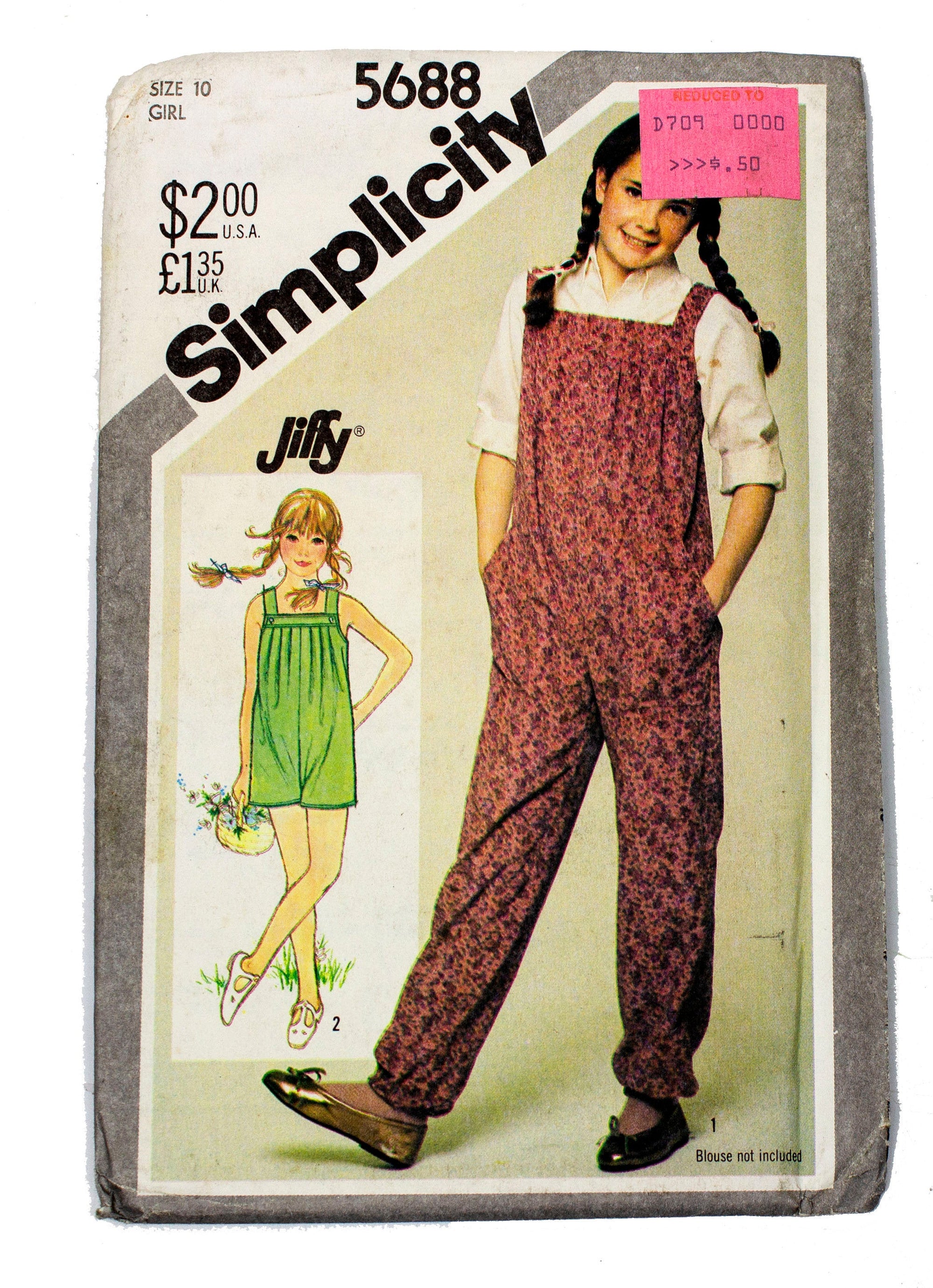 Simplicity 5688 Girls Jiffy Pull On Jumpsuit Uncut - Girl Size 10