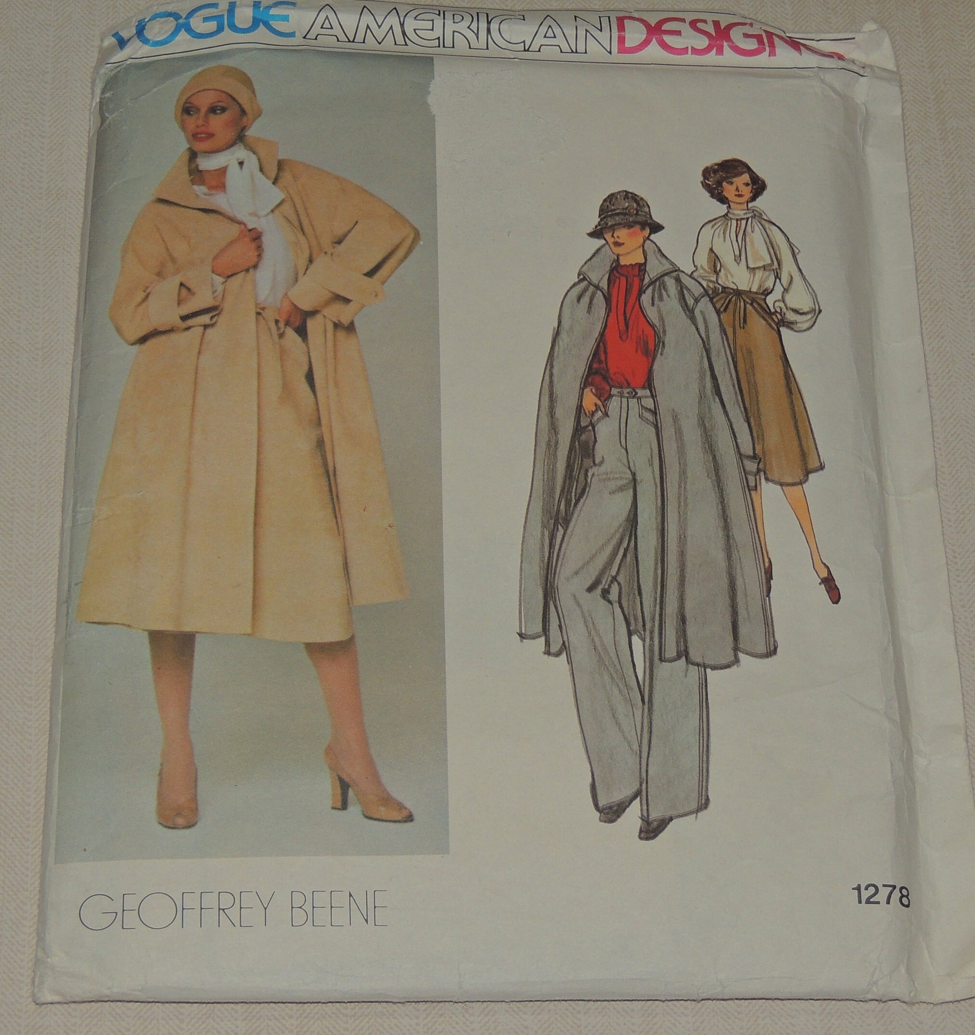 Vogue 1278 Geoffrey Beene Coat, Skirt, Pants, Blouse, and Scarf Uncut - Size 14