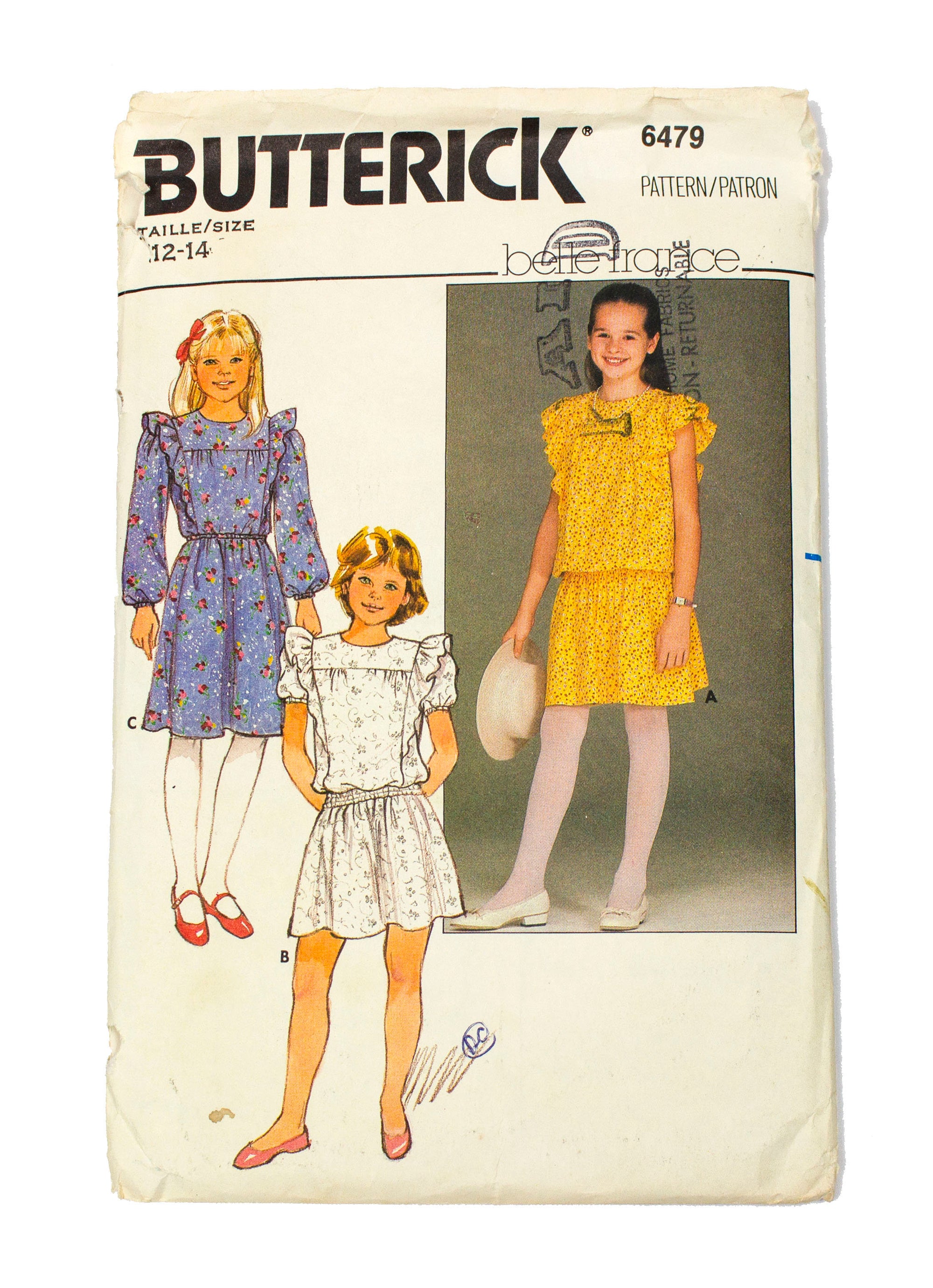 Butterick 6479  Belle France Girls Dress - Size 12 - 14