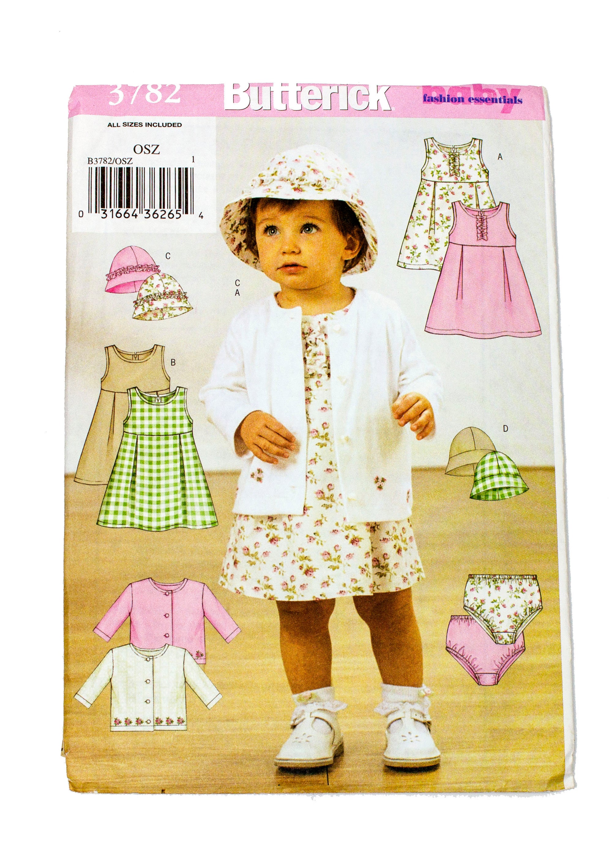 Butterick 3782 Infant Jacket, Dress, Panties, Hat - Size S - XL