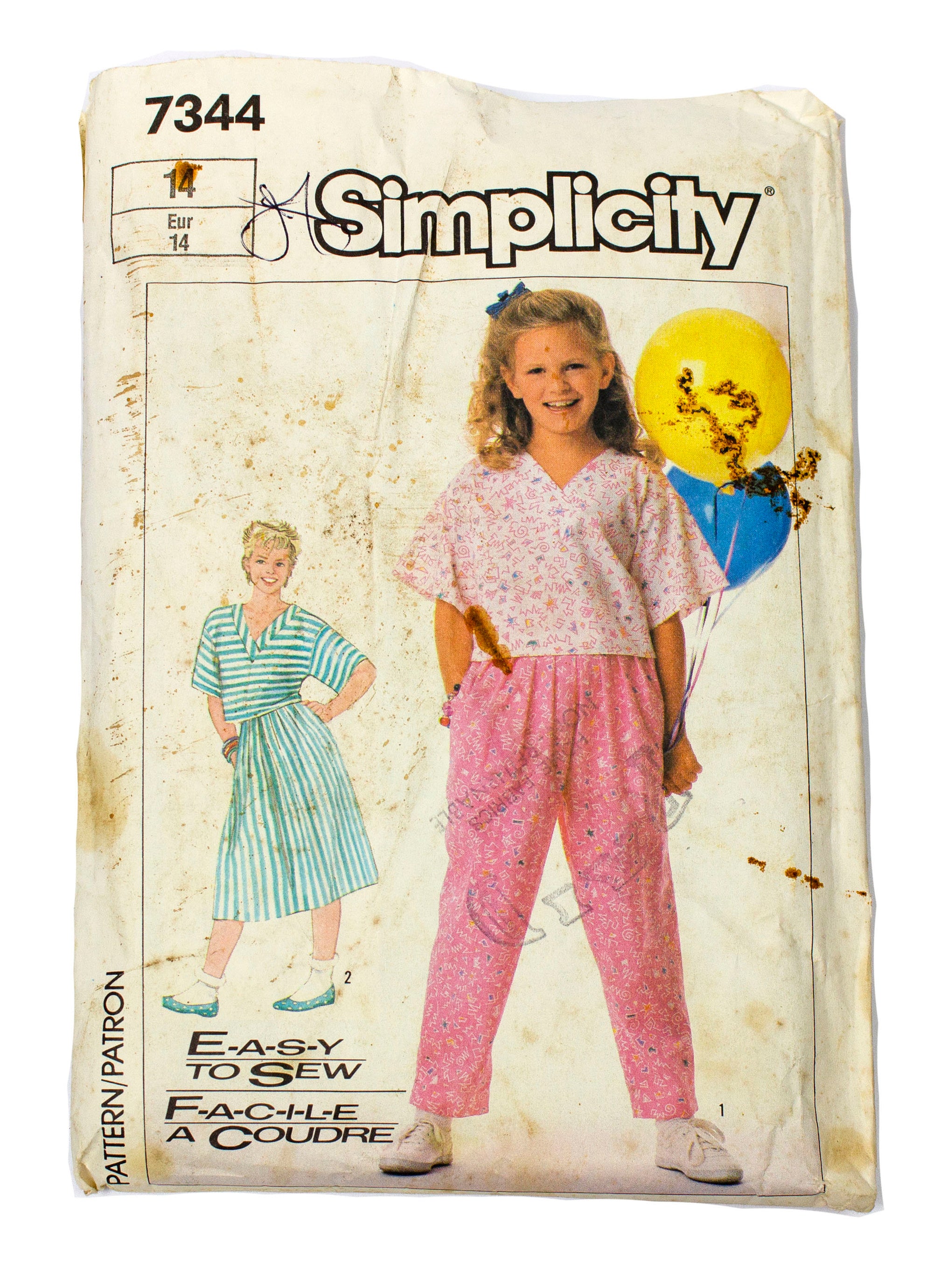 Simplicity 7344 Girls Top, Skirt,Pants - Size 14