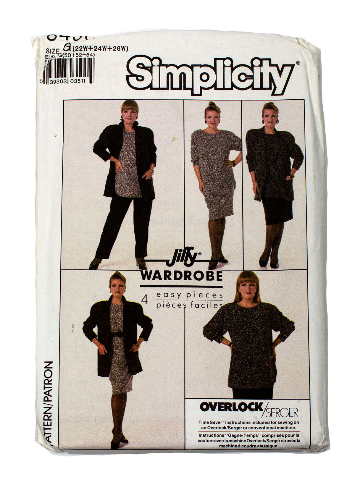 Simplicity 8450 Womens Top, Pankets, Skirt Jacket Uncut - Sizes 22W - 26W