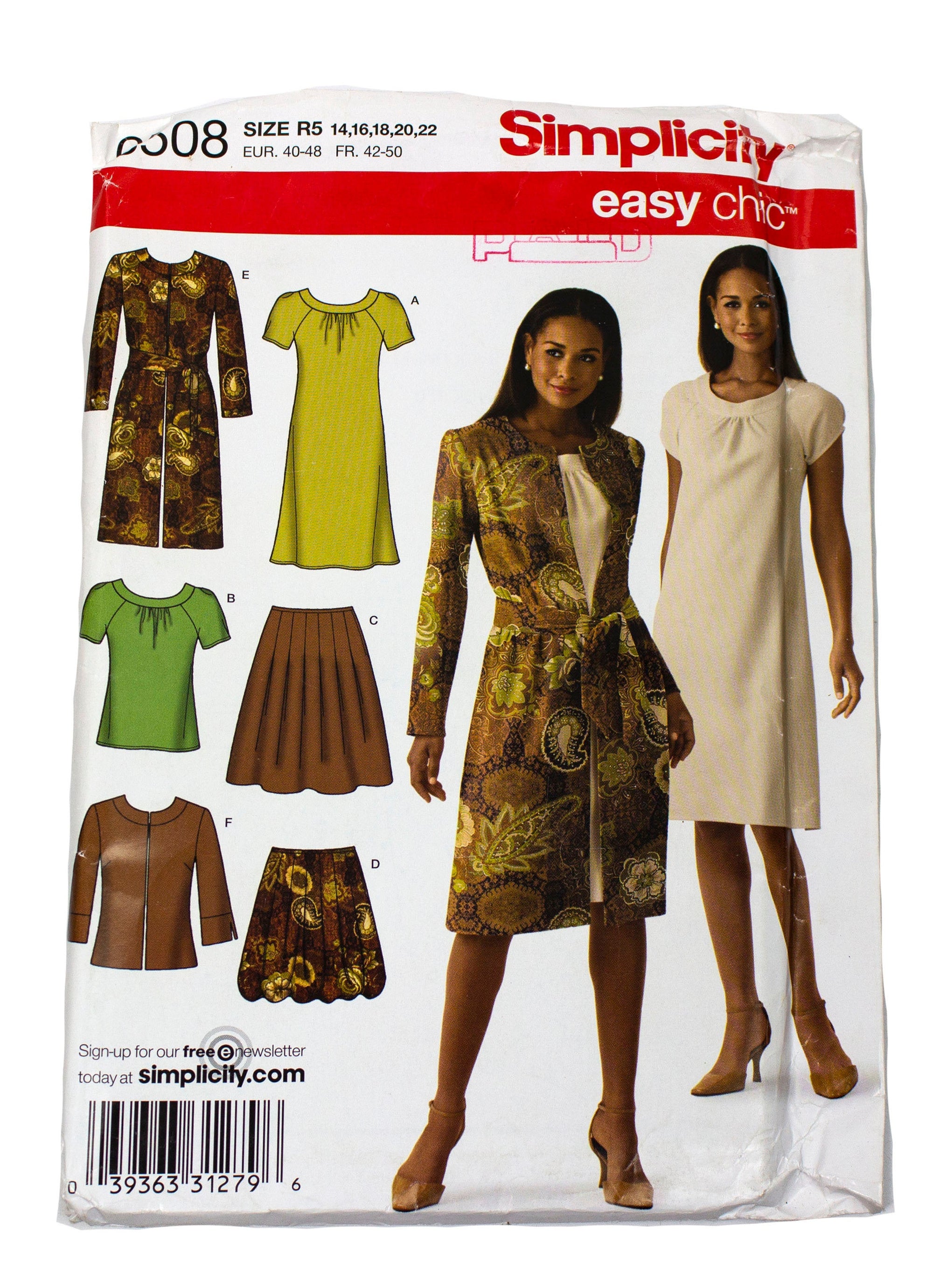Simplicity 0508 Womens Skirt, Dress, Top Jacket Uncut - Sizes 14 - 22