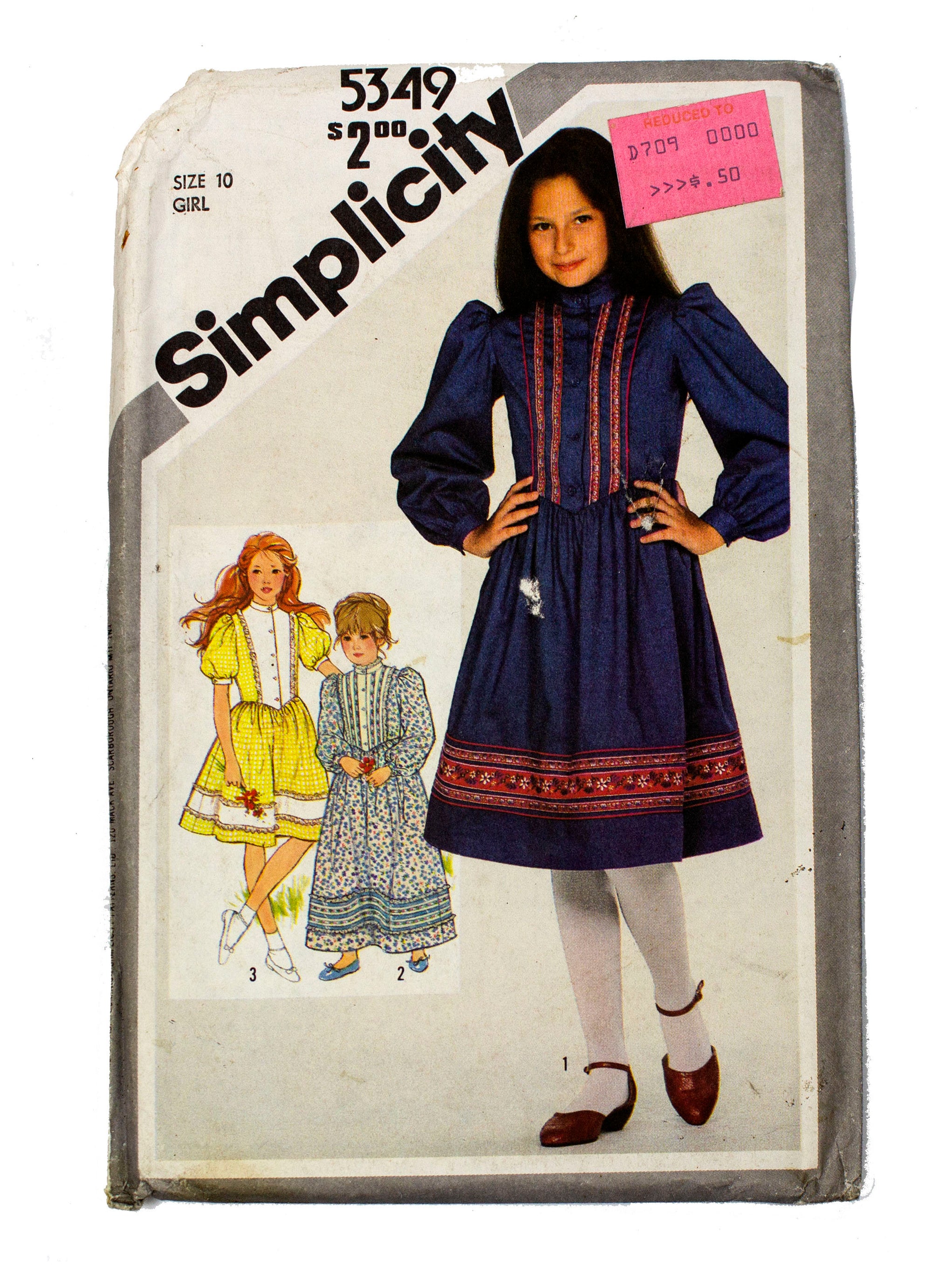 Simplicity 5349 Girls Pullover Dress Two Lengths Uncut - Girls Size 10