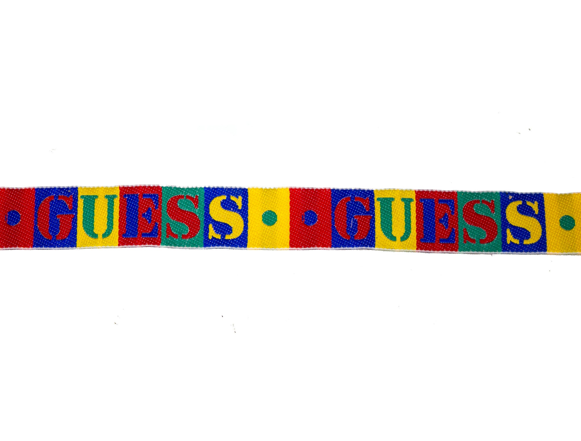 Vintage Ribbon 1980's Guess Brand Embroidered Primary Colors 3/4 Wide" - One Piece 3 Yards Long
