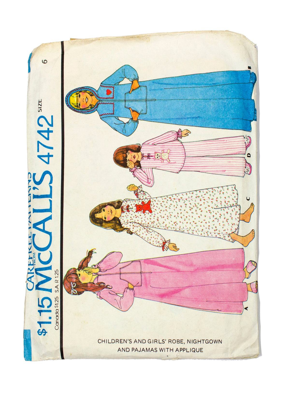 McCall's 4742 Childrens Robe, Nightgown, Pajamas - Size 6