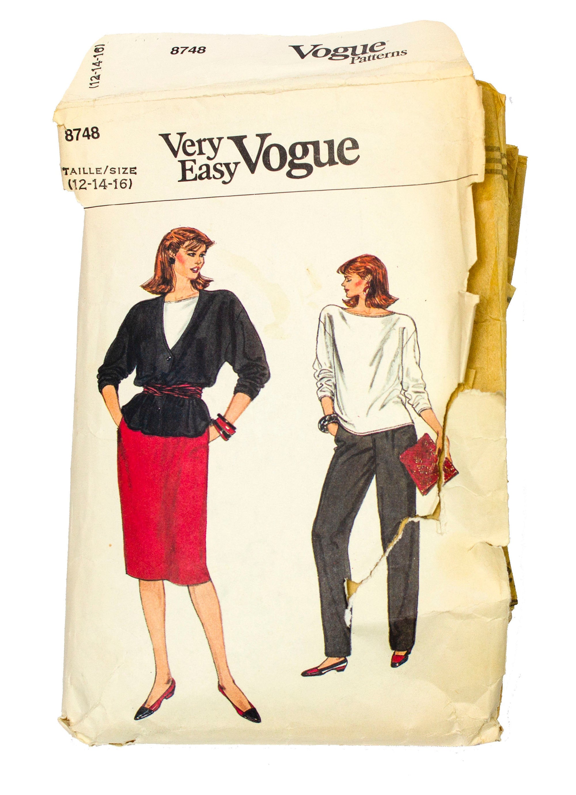 Vogue 8748 Womens Jacket, Top, Skirt, Pants - Size 12 - 16