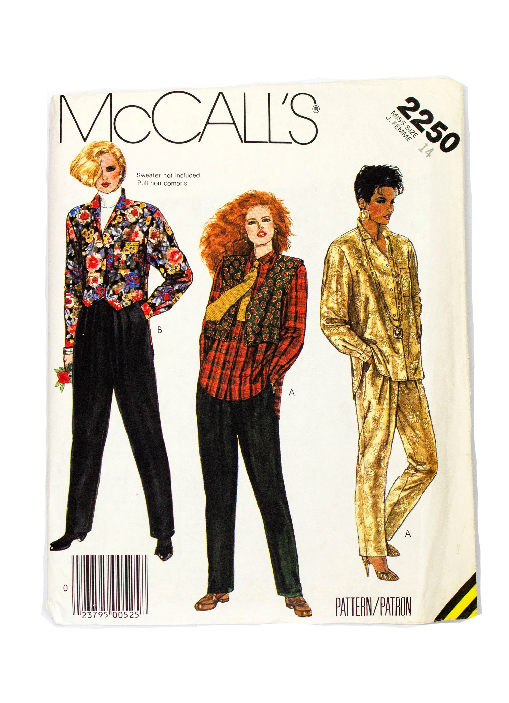 McCall's 2250 Womens Shirt, Vest and Pants Uncut - Size 14