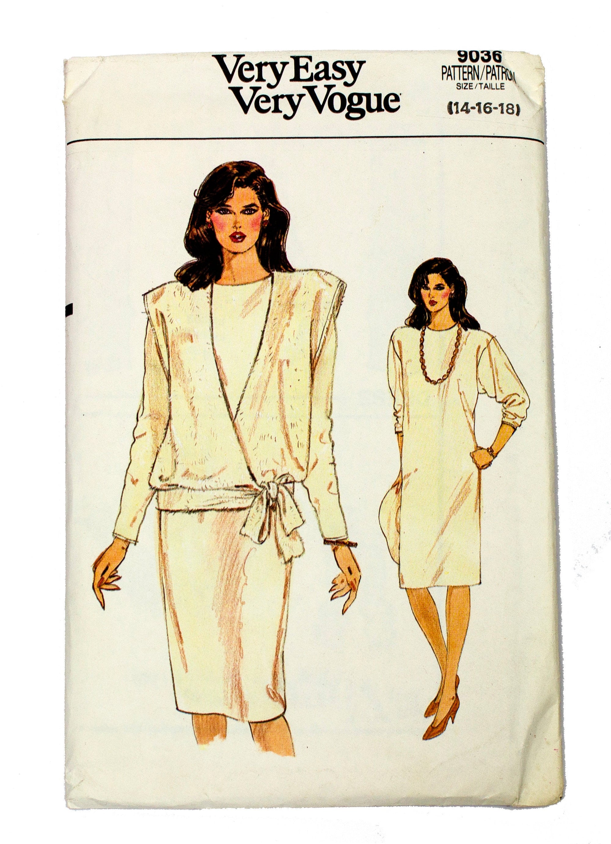 Vogue 9036 Womens Pullover Dress and Top Uncut - Sizes 14 - 18