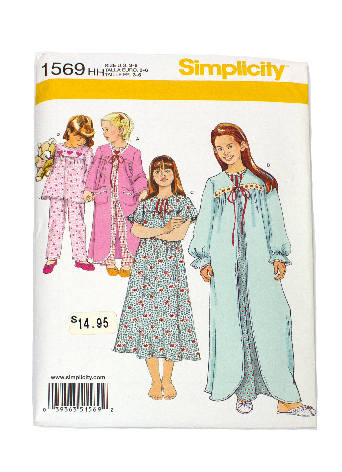 Simplicity 1569 Girls Sleepwear, Nightgown, Pants Uncut - Sizes 3 - 6