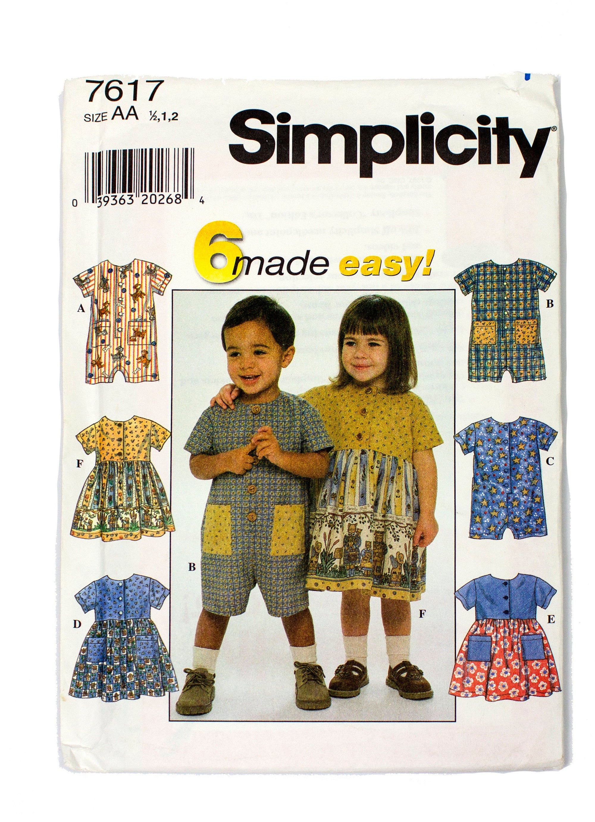 Simplicity 7617 Toddler's Romper and Dress Uncut - Sizes 1/2 - 2