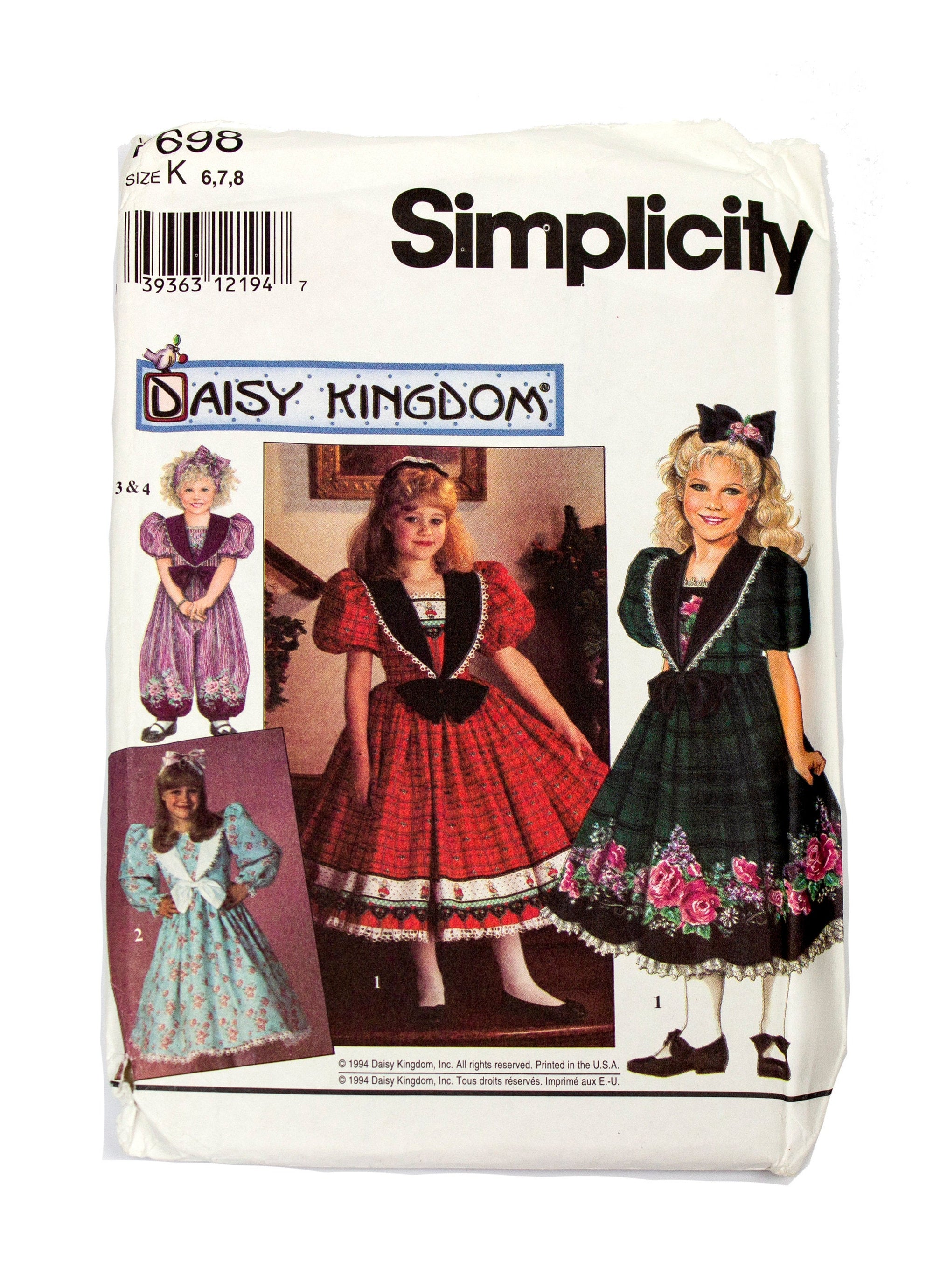 Simplicity 7698 Daisy Kingdom Children's Dress and Romper Uncut - Sizes 6 - 8