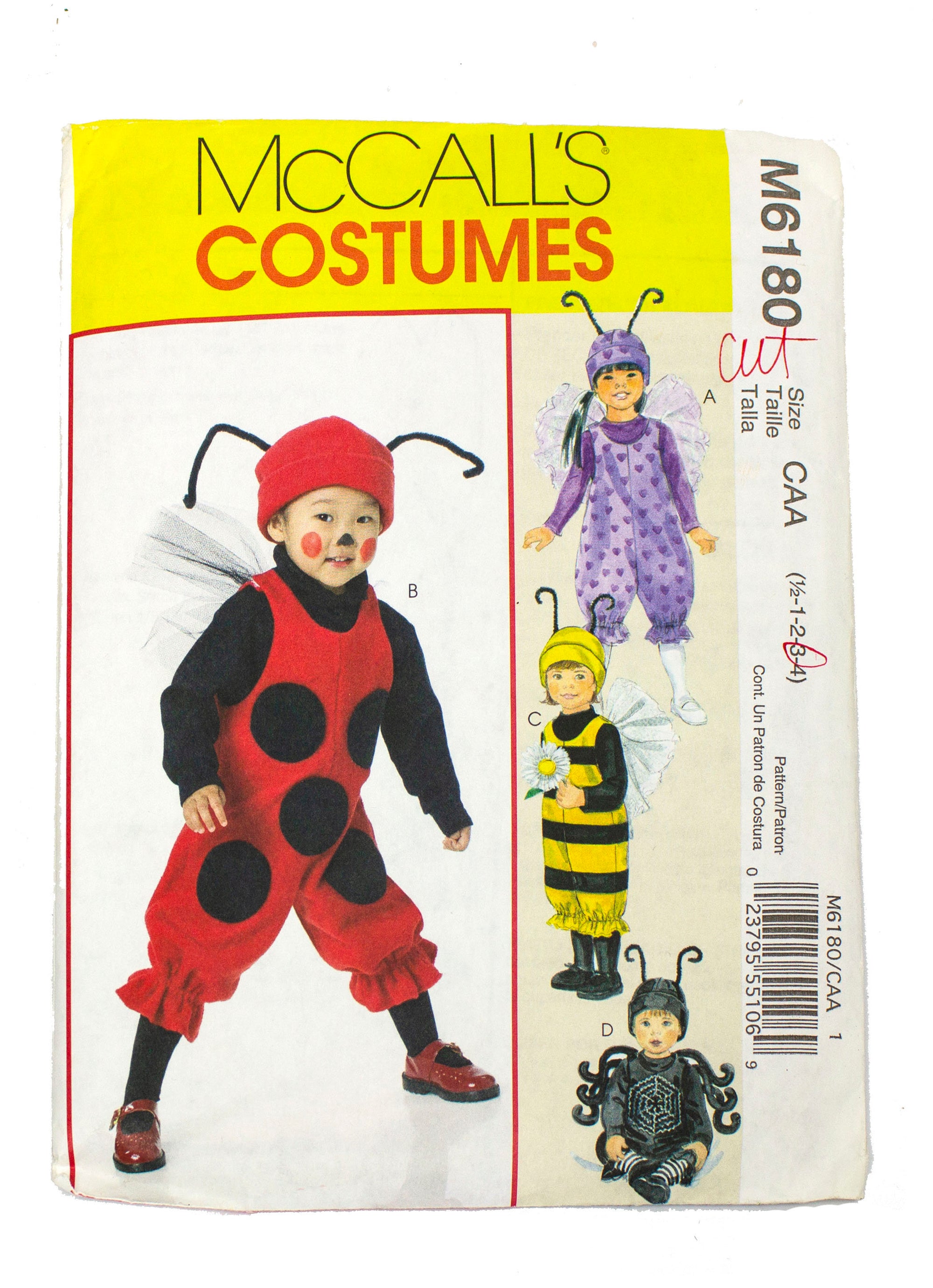 McCall's 6180 Toddler's Costume Bugs - Cut to Size 3