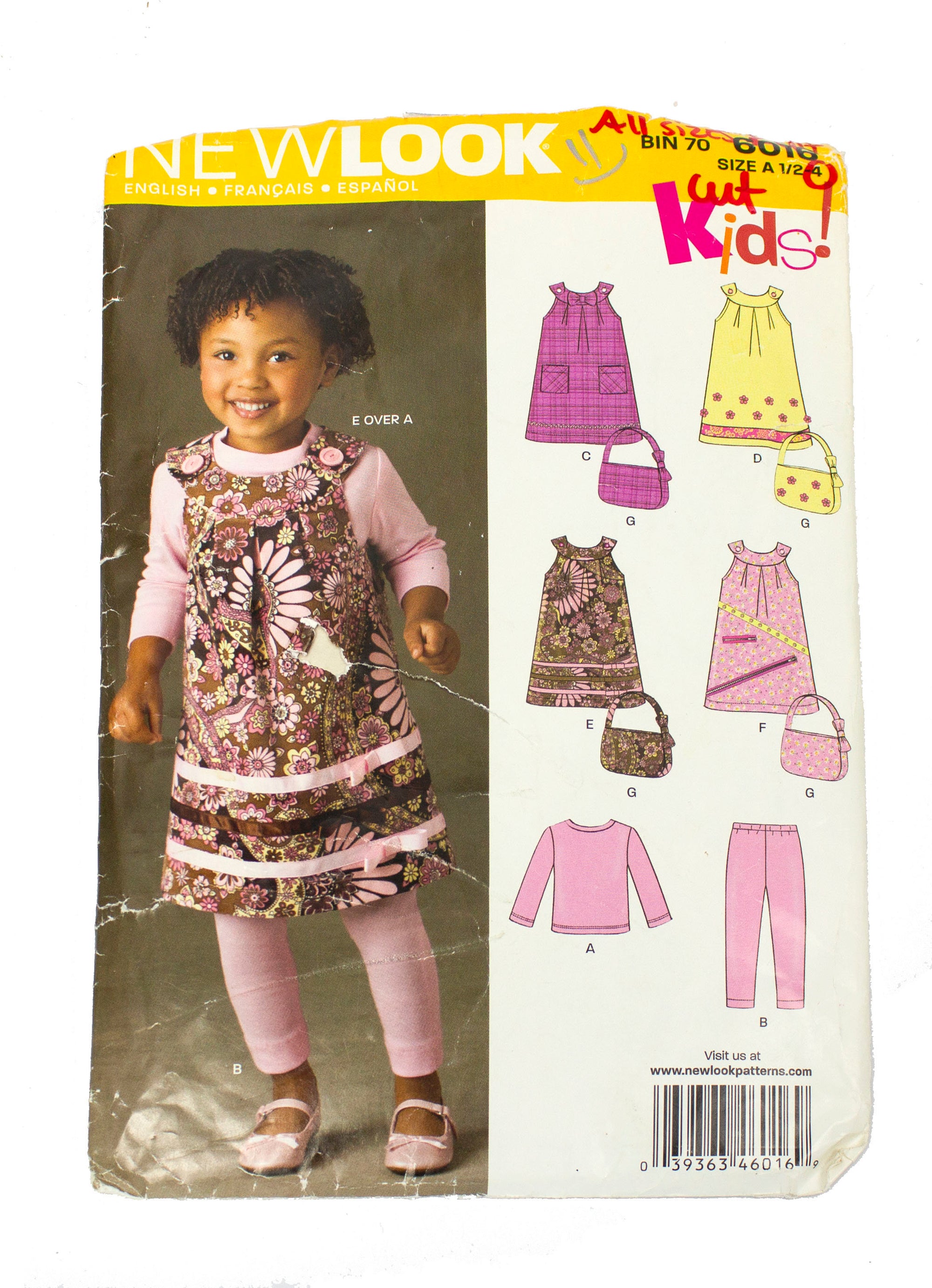 New Look 6016 Toddler's Dress, Top, Pants, Purse - Cut to Size 4