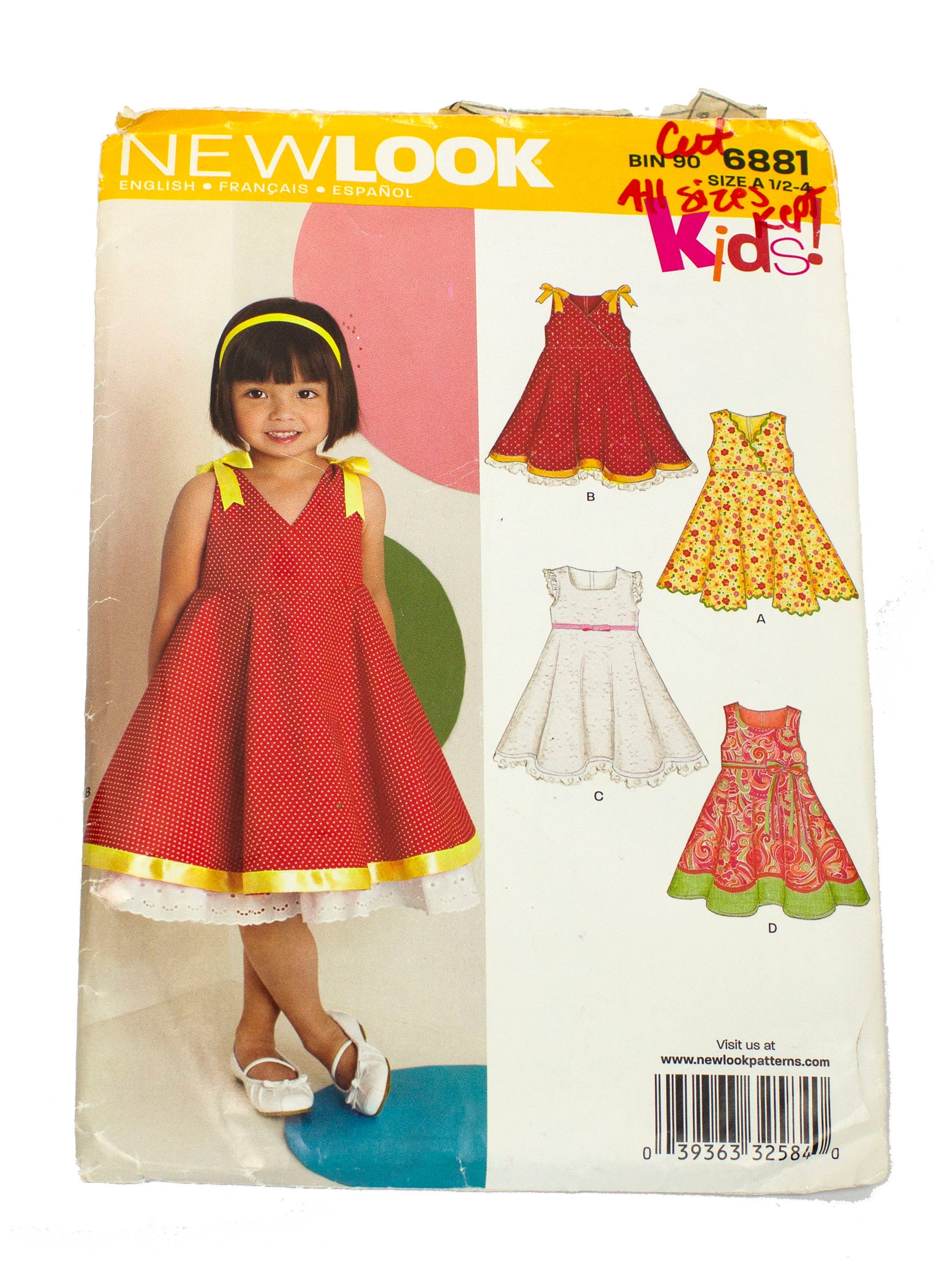 New Look 6881 Toddler's Dress - Sizes 1/2 - 4