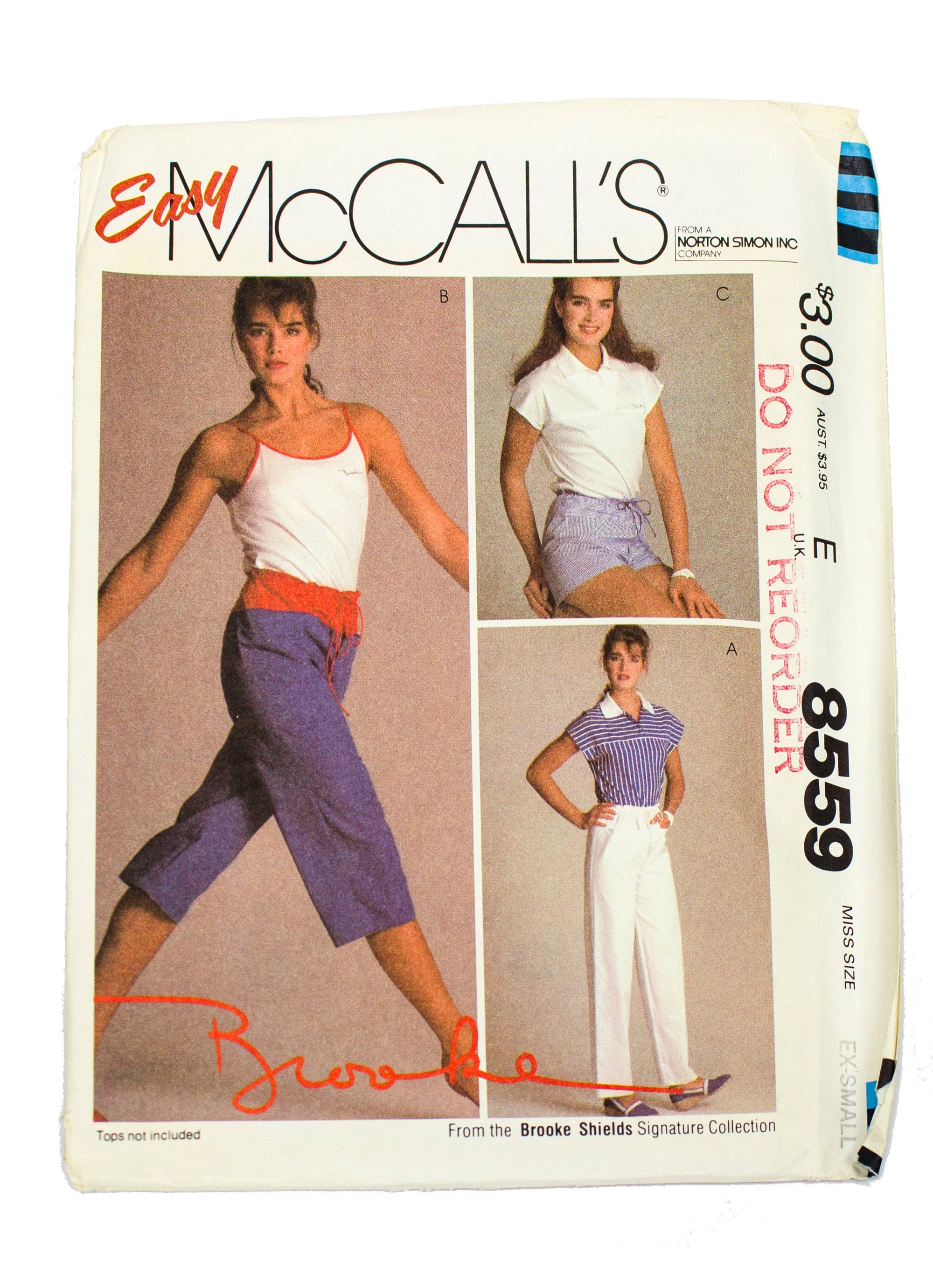 McCall's 8559 Women's Brooke Shields Pants or Shorts Uncut - Size Extra Small