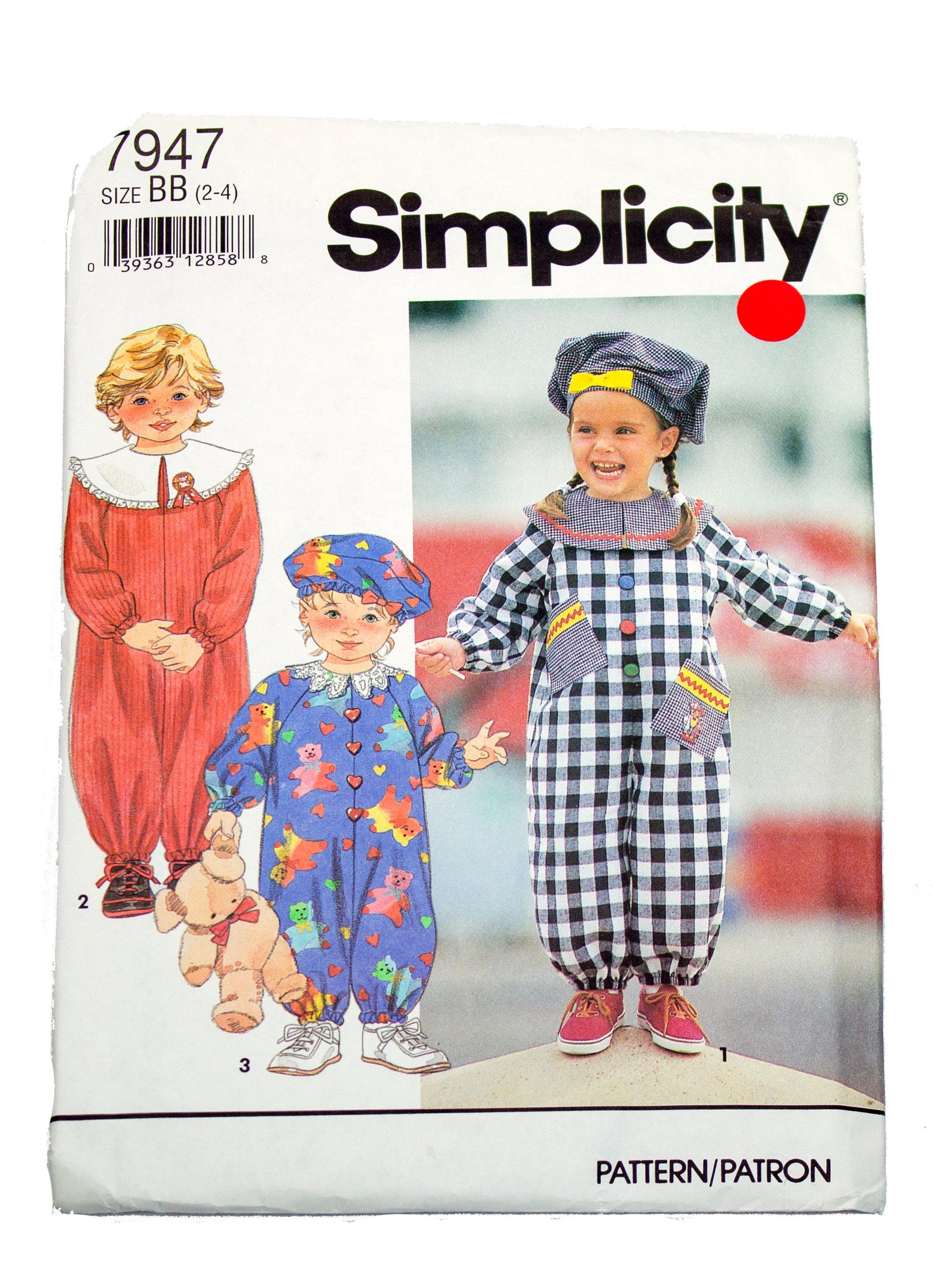 Simplicity 7947 Toddler's Jumpsuit and Hat - Sizes 2 - 4