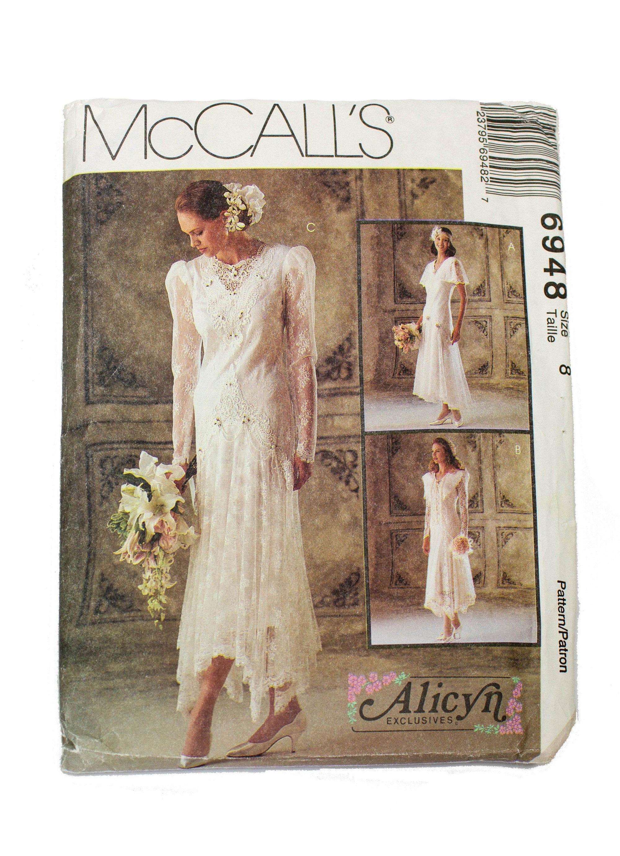 McCall's 6948 Women's Alicyn Exclusives Bridal Gown and Bridesmaid Dresses Uncut - Size 8