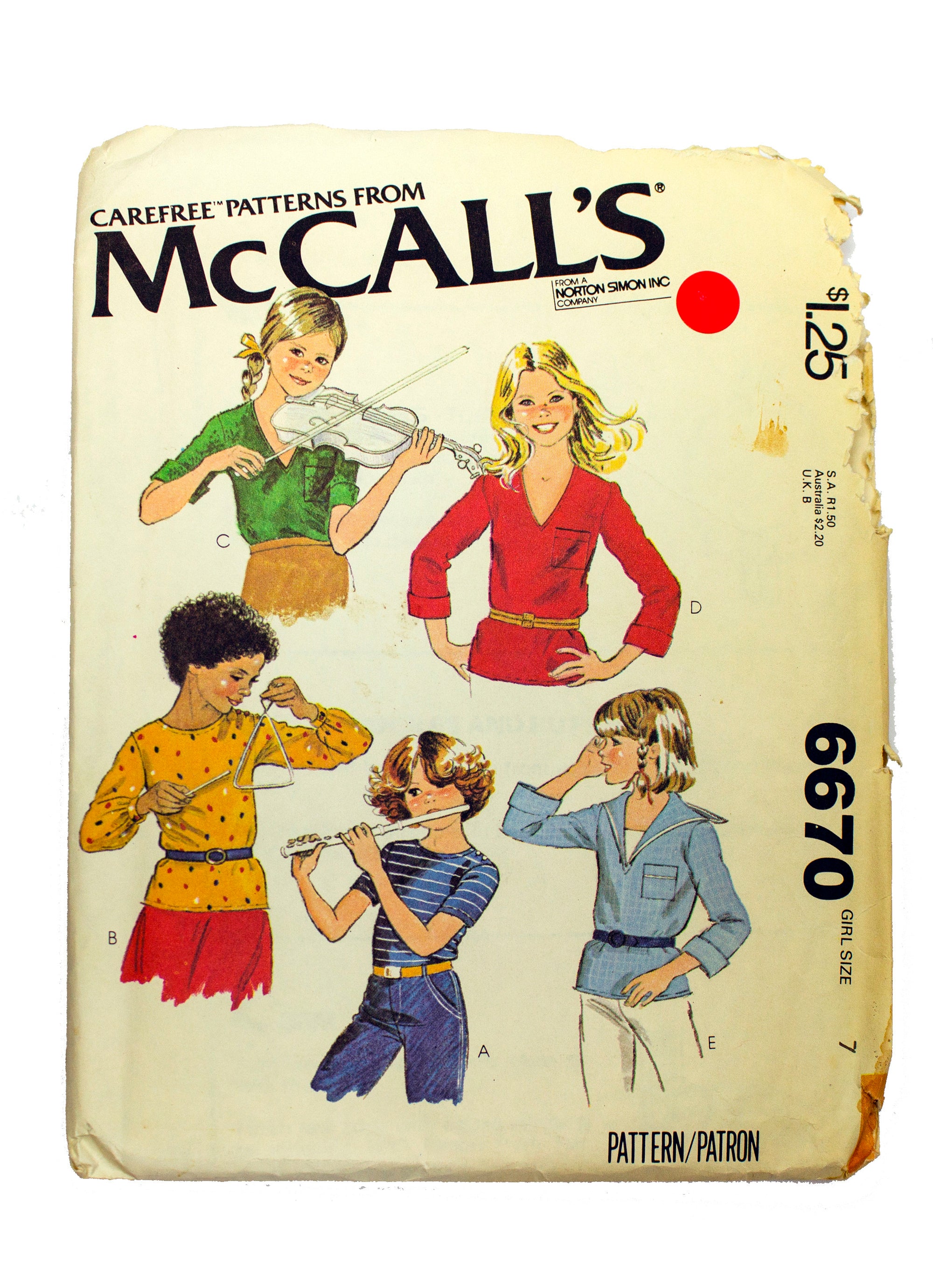 McCall's 6670 Girl's Tops - Size 7