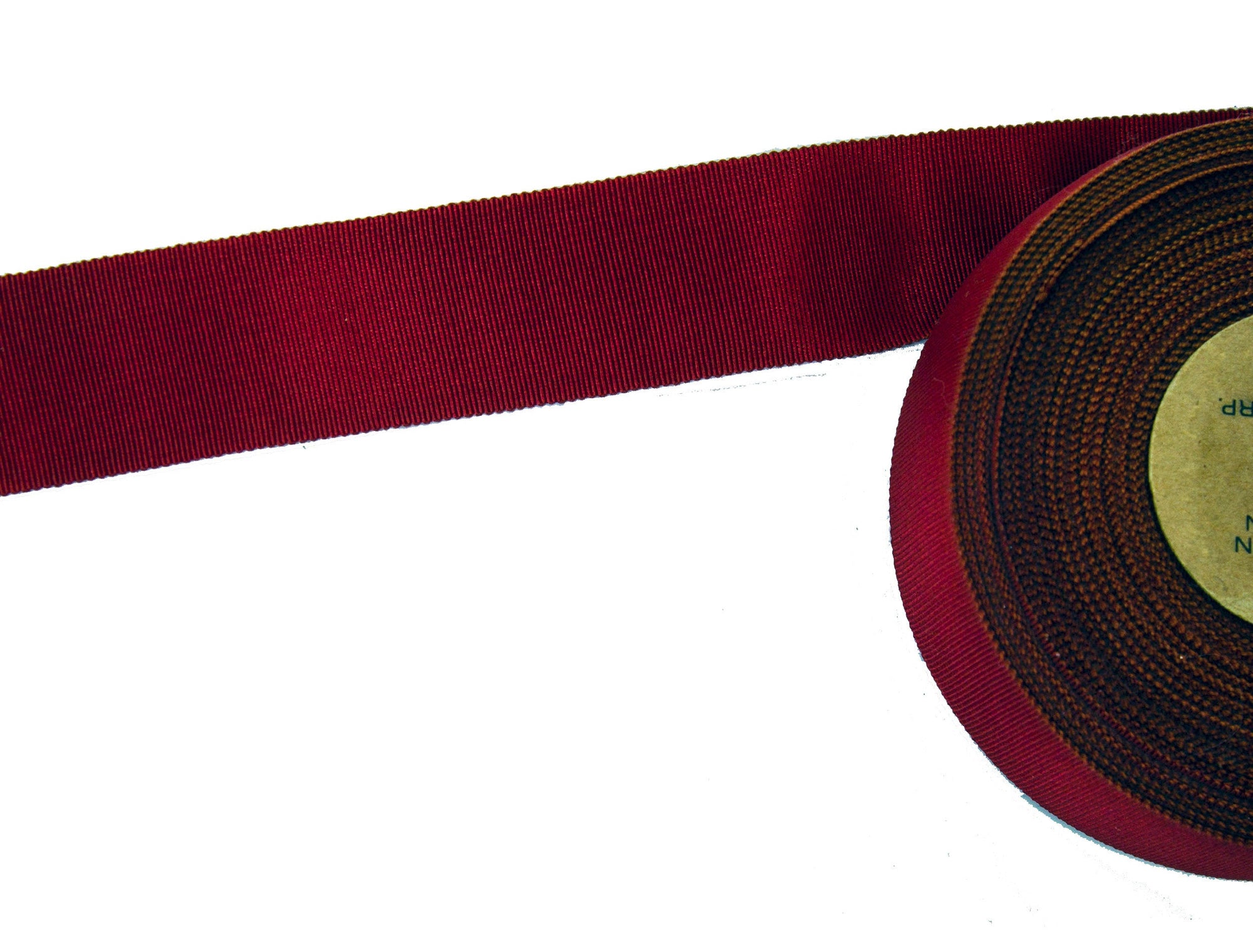 Vintage Petersham Ribbon Wine Red 50/50 Cotton Rayon Measures 35 mm Wide - Sold by the Yard