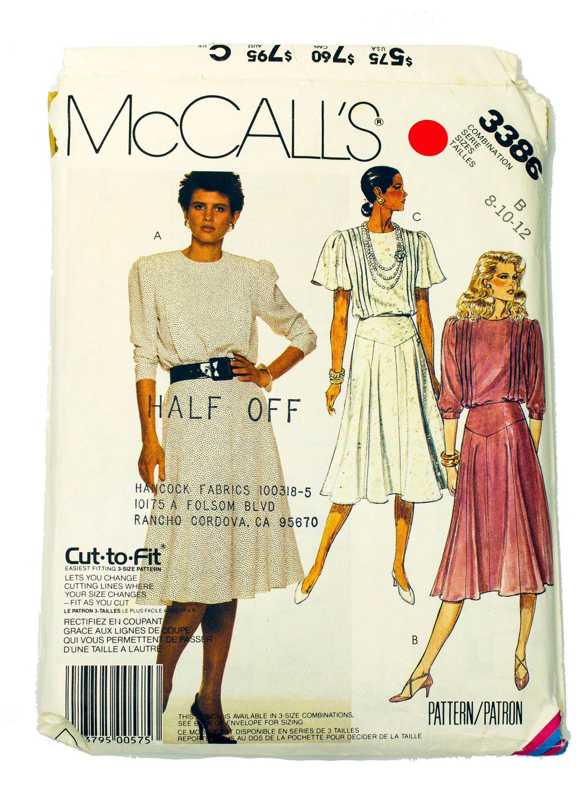 McCall's 3386 Women's Dresses - Sizes 8 - 12