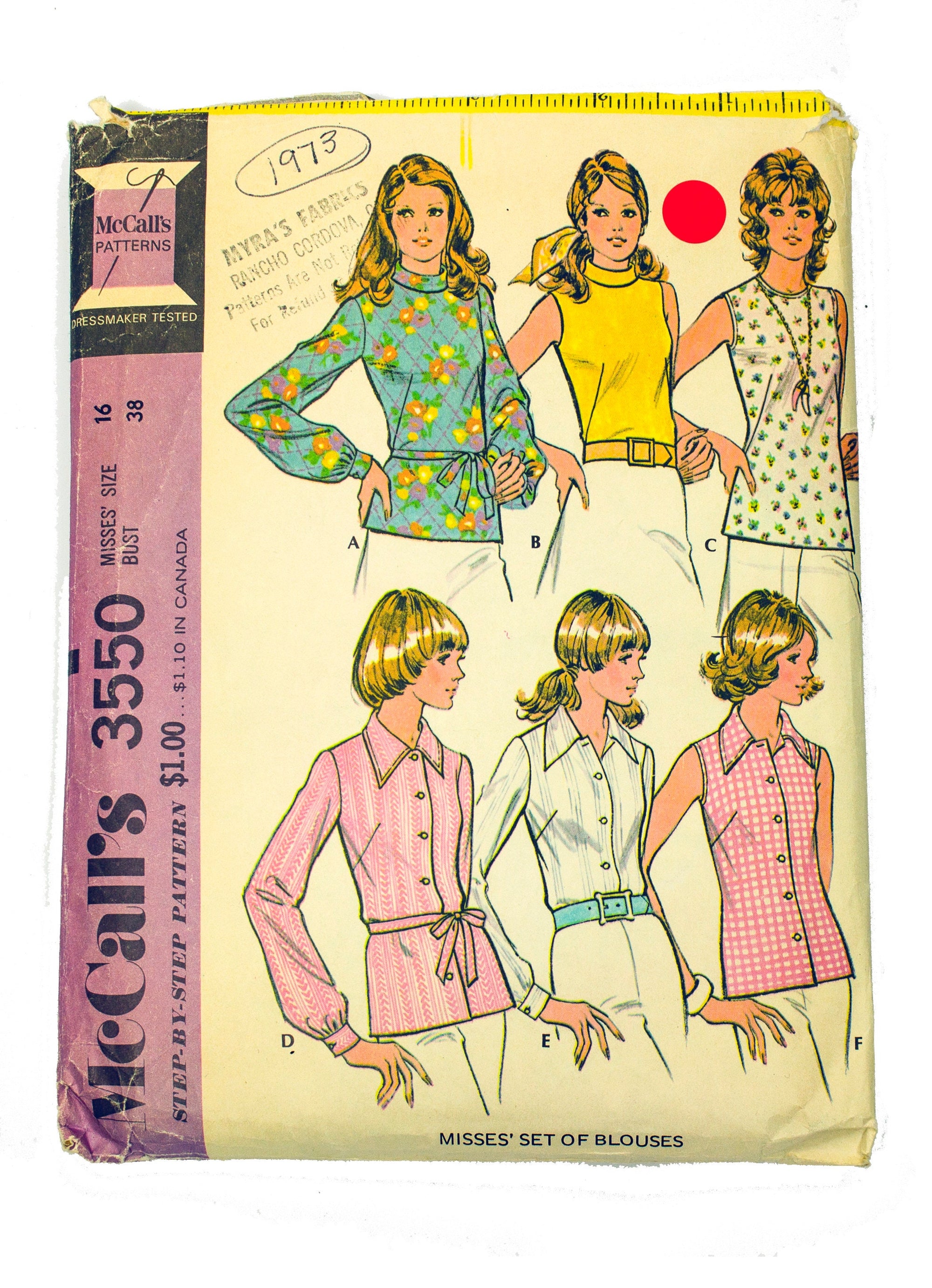 McCall's 3550 Women's Set of Blouses - Size 18 Bust 36