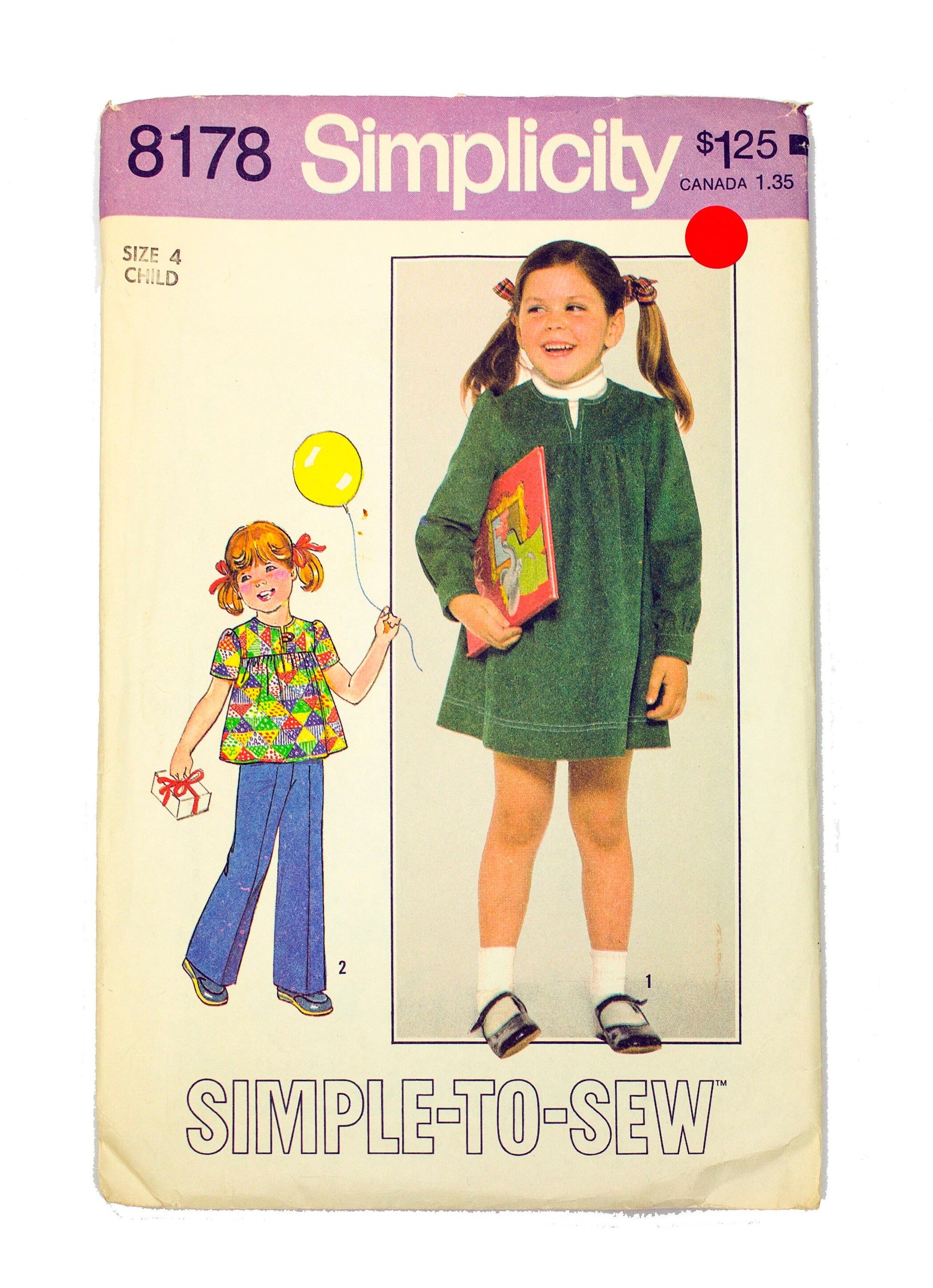 Simplicity 8178 Children's Dress, Top and Pants - Size 4
