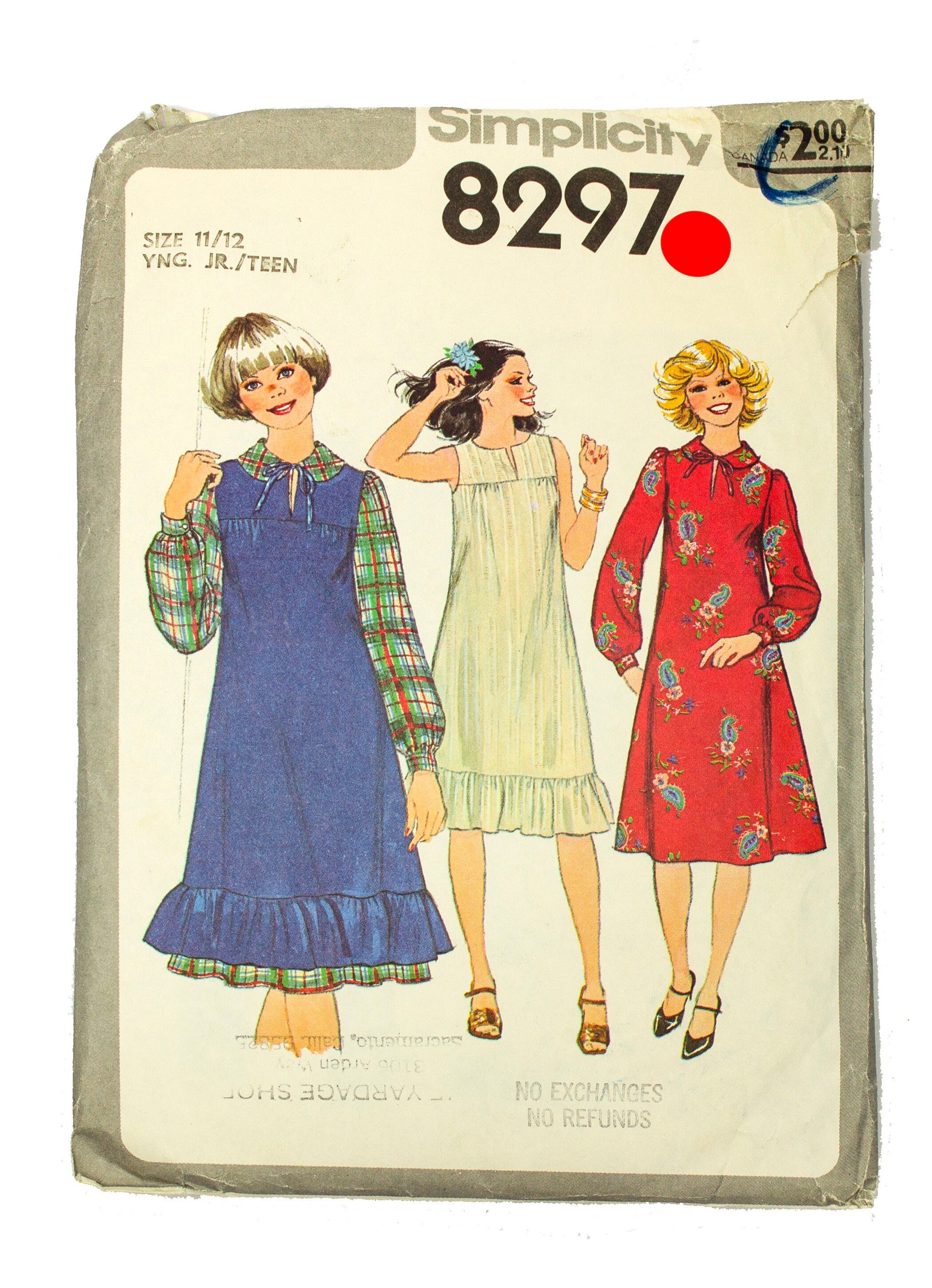 Simplicity 8297 Teen Pullover Dress and Jumper - Size 11/12